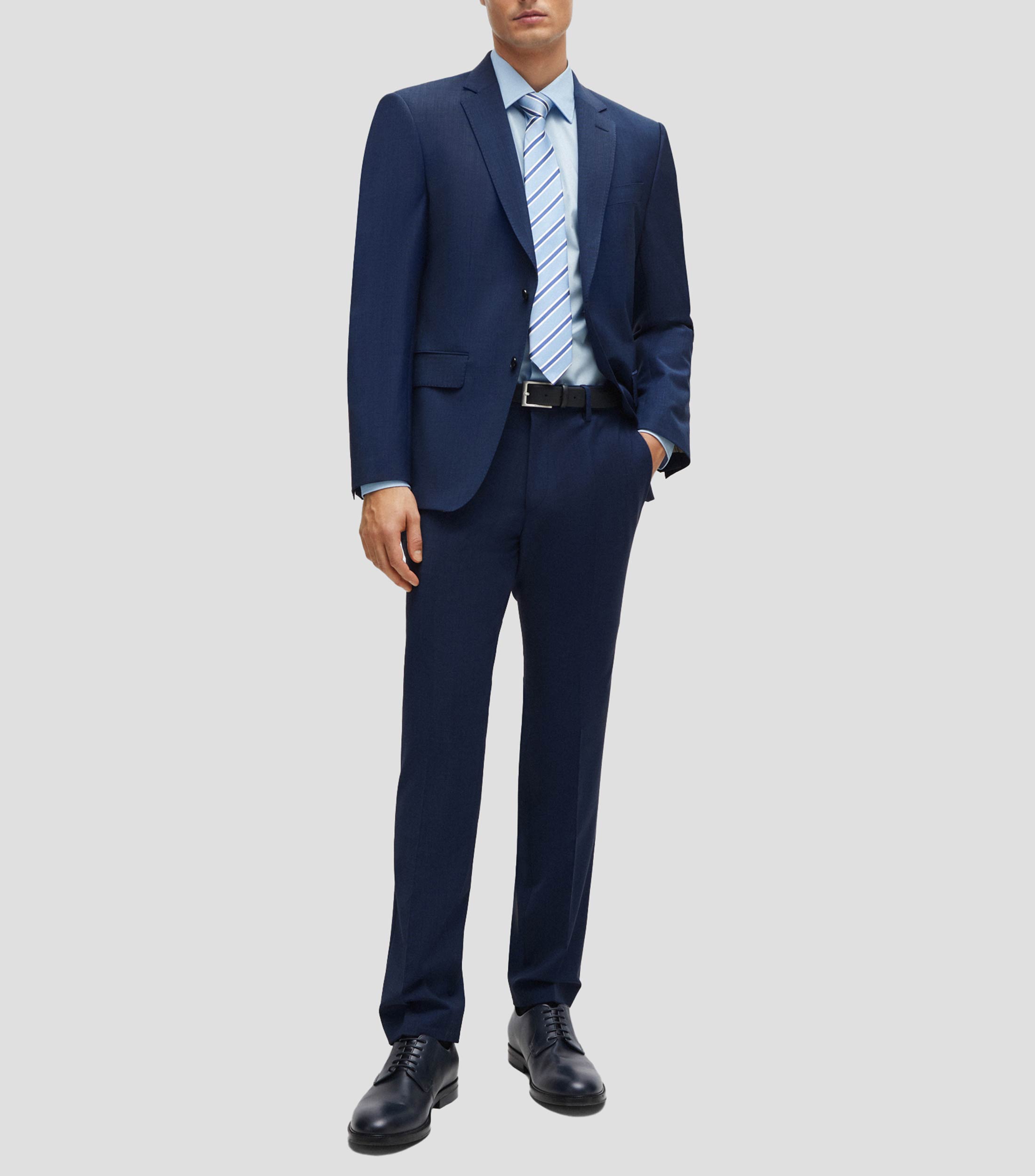 Camisa slim fit en popelín de algodón elástico de planchado fácil Hombre