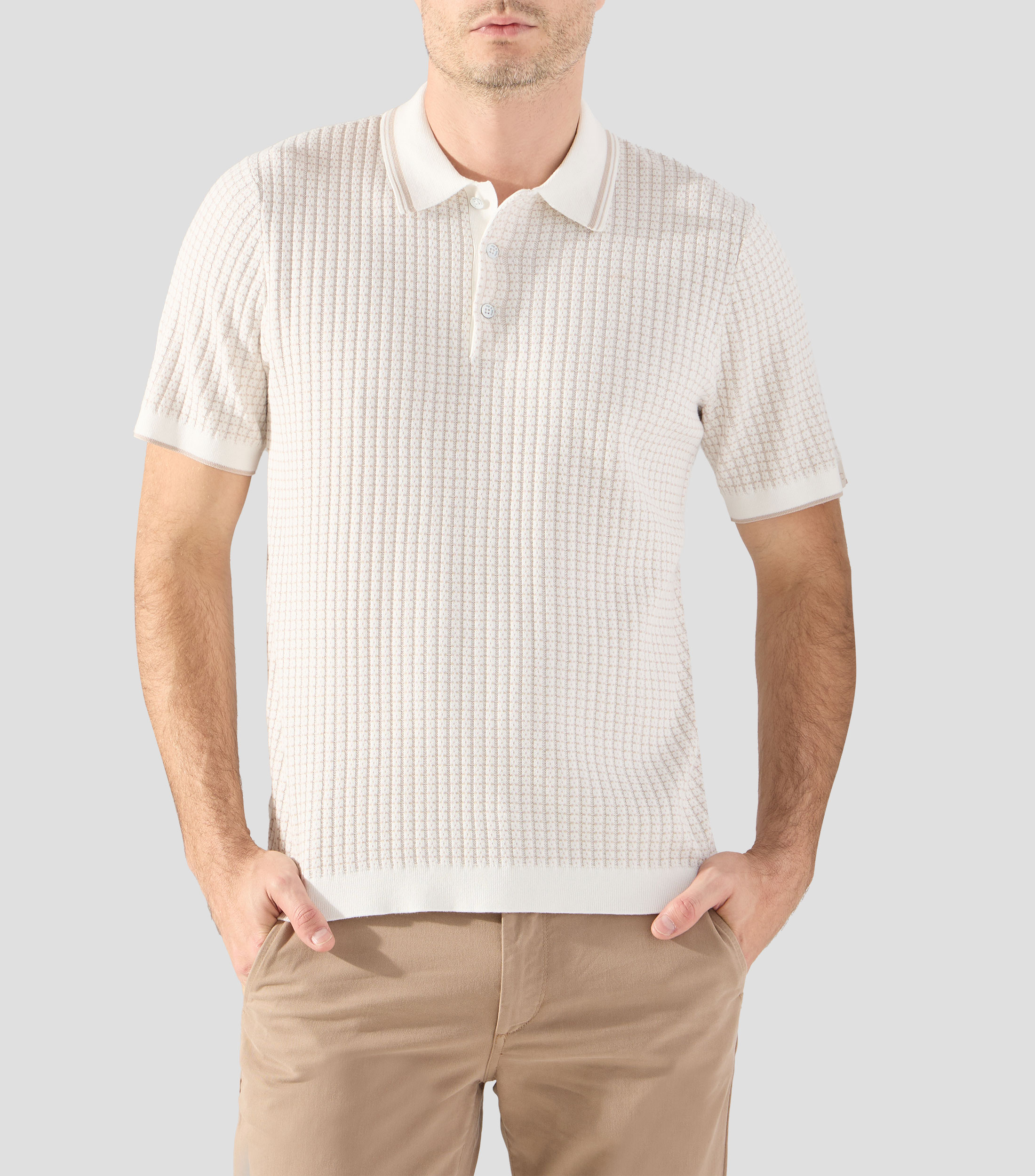 Playera tipo polo con manga corta y cuadros Hombre