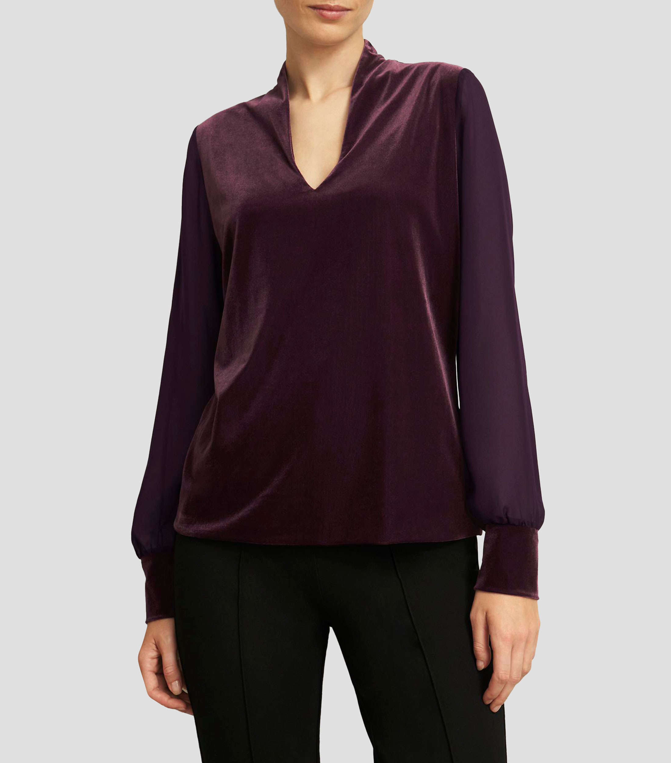 Blusa lisa con manga larga Mujer