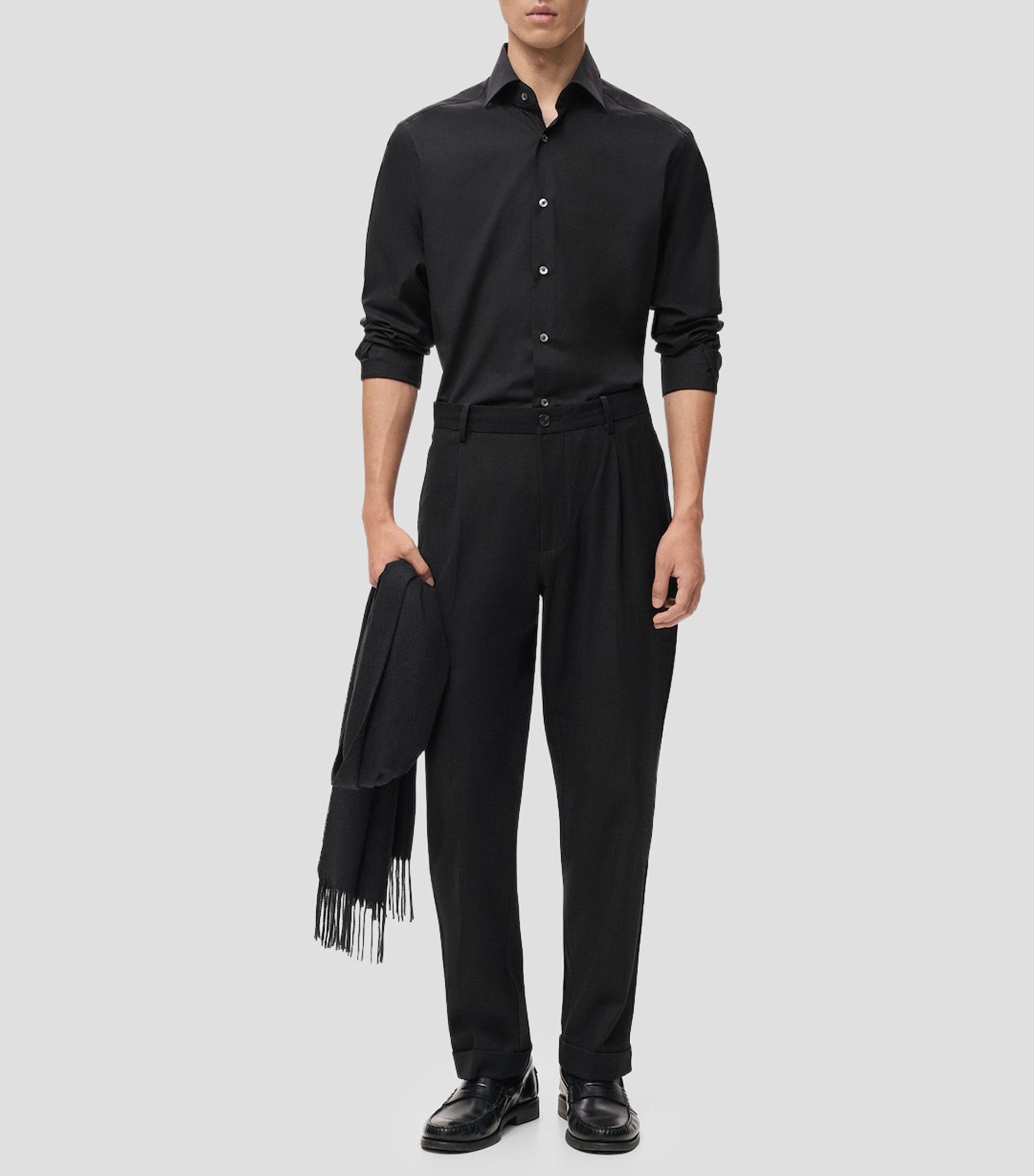 Camisa manga larga lisa Hombre
