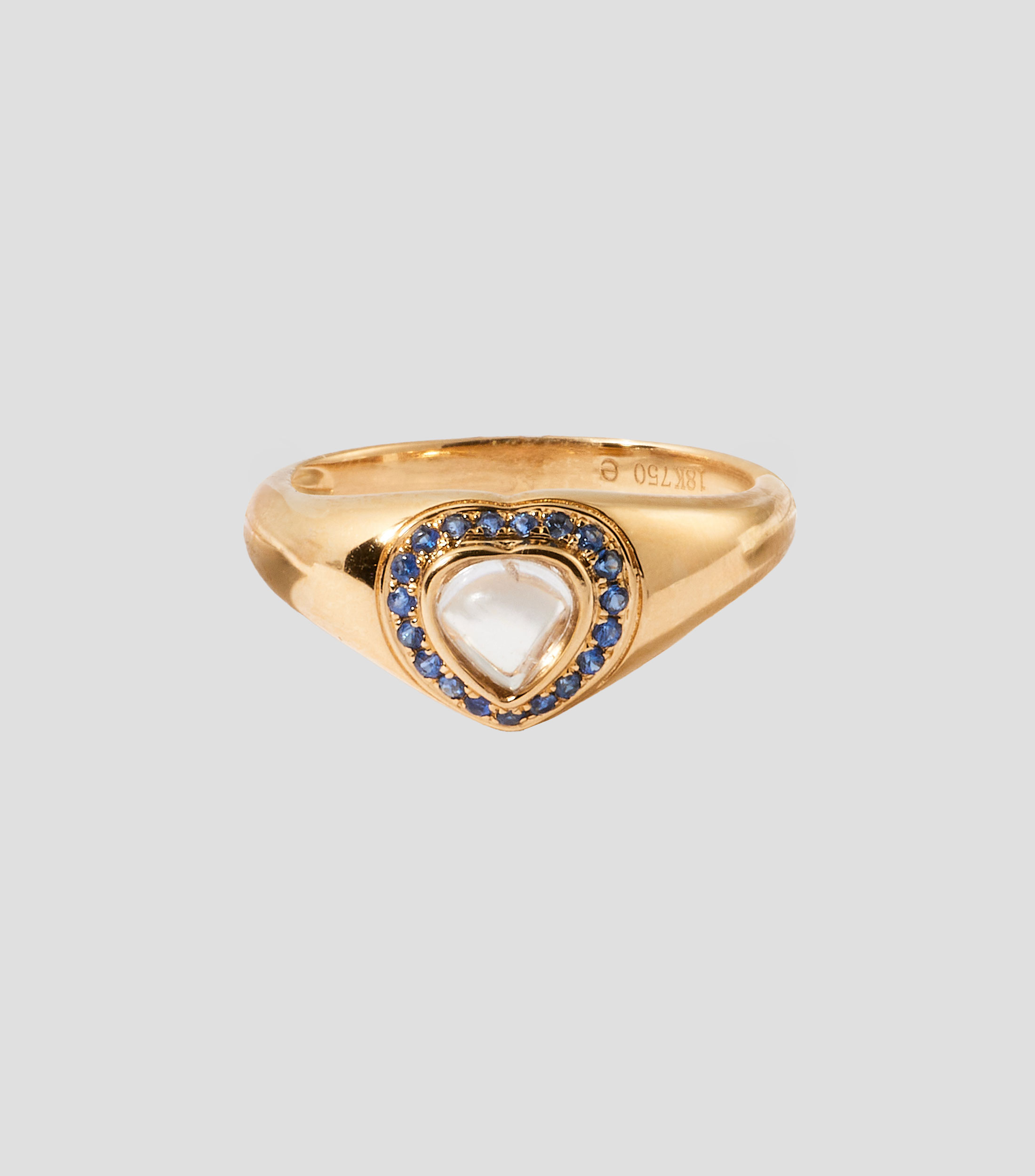 Anillo en Oro amarillo de 18 Kilates con Zafiro y Moonstone Mujer