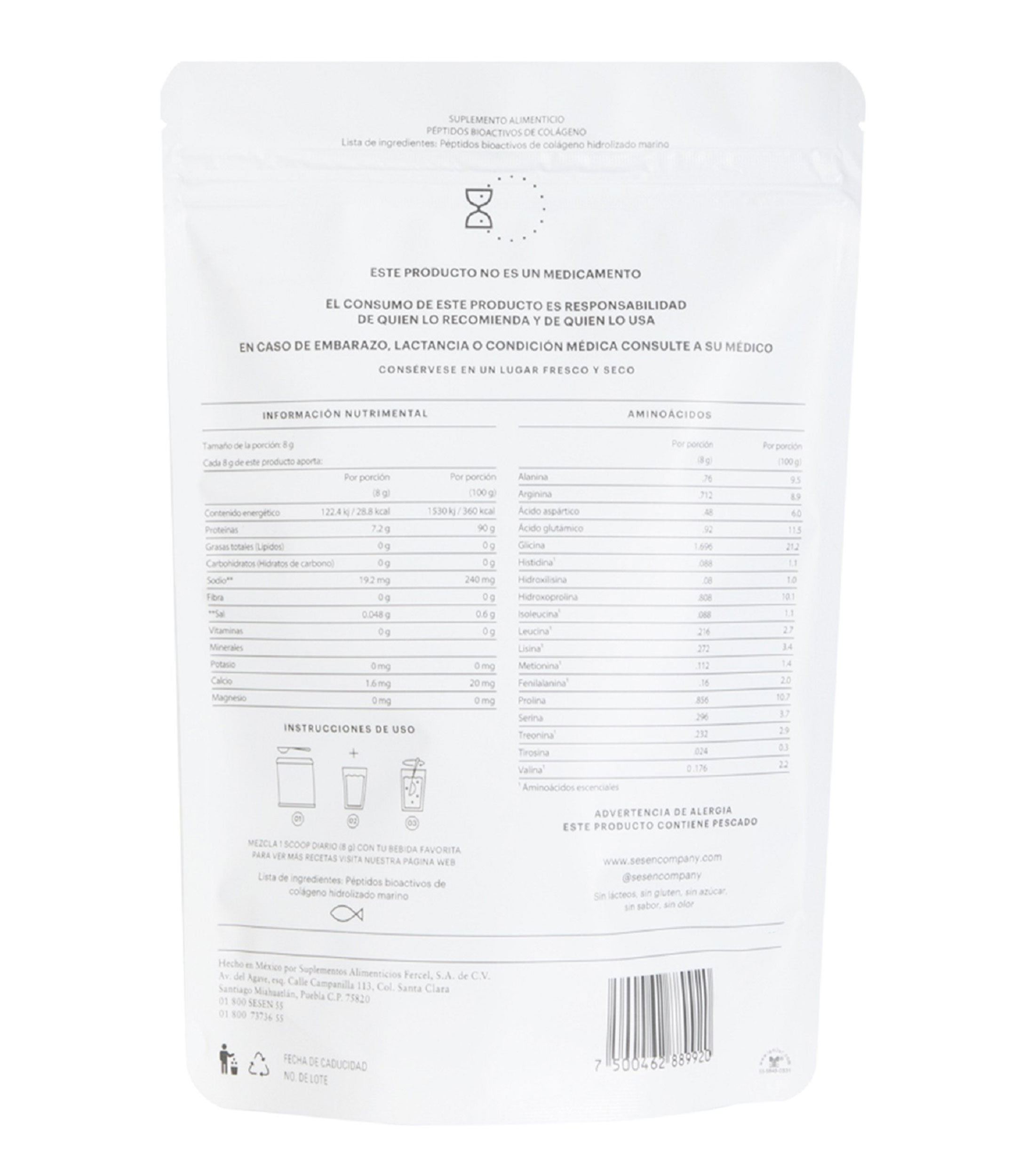 Suplemento alimenticio Marino colágeno hidrolizado, 240 g