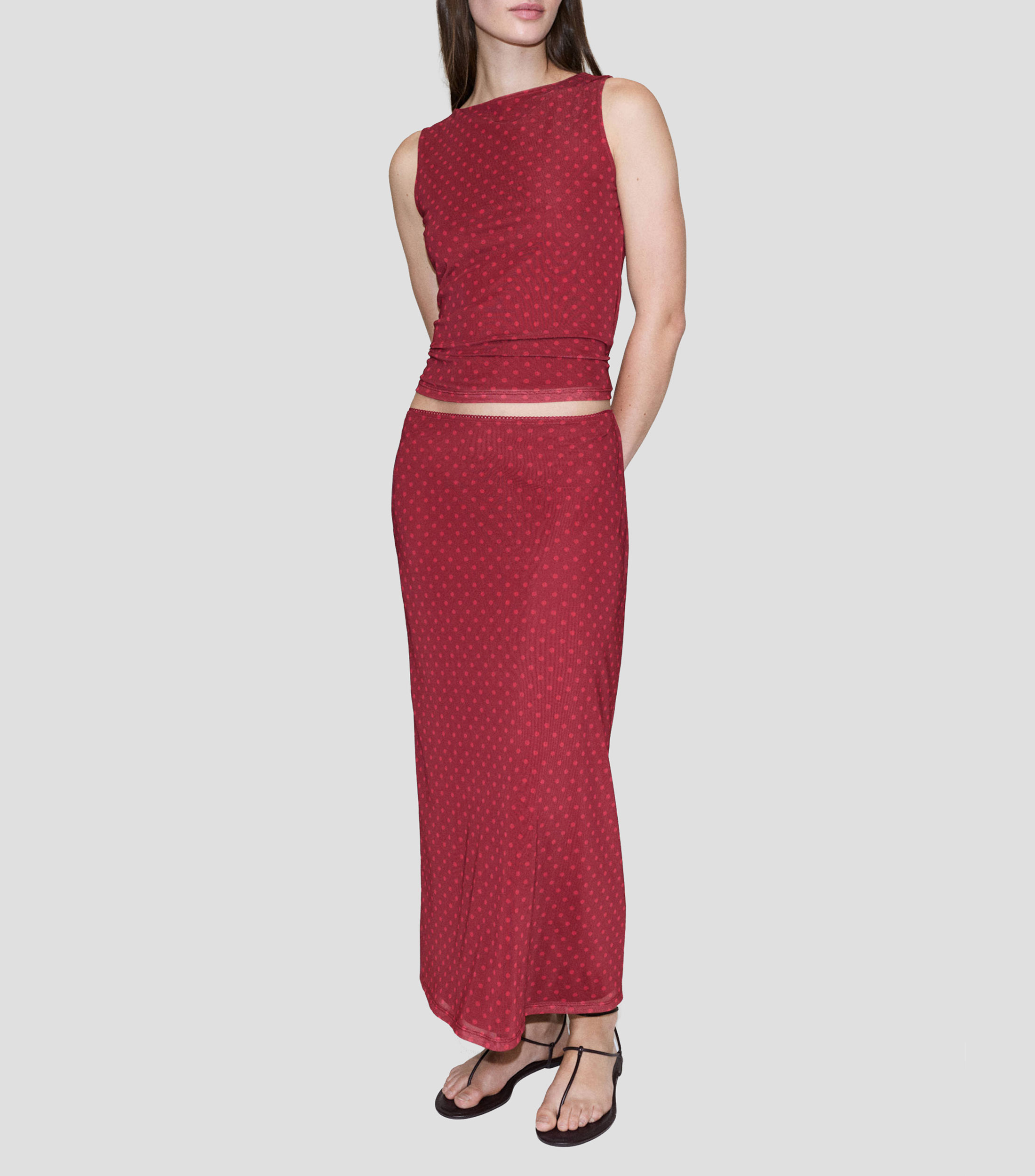 Blusa polkadots sin mangas Mujer