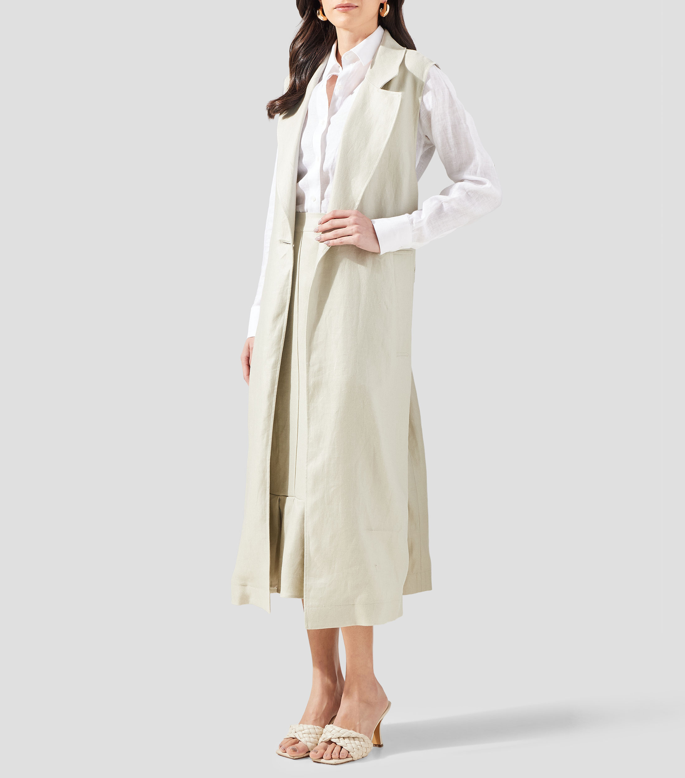 Gabardina larga con botonadura Mujer