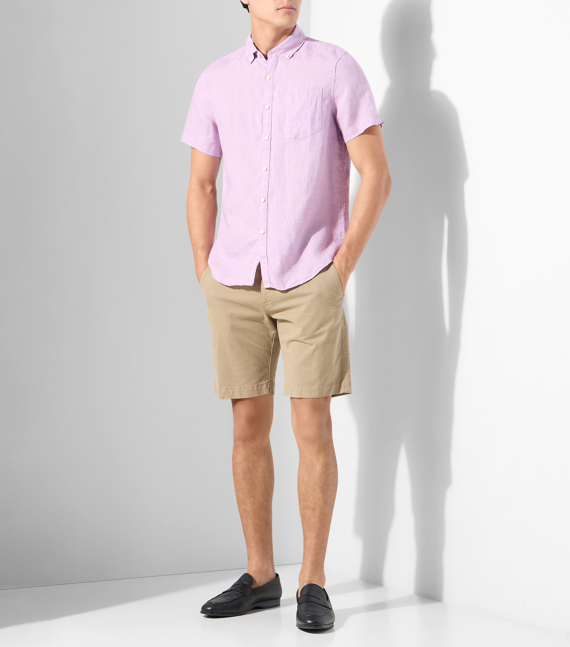 Camisa lisa manga corta Hombre