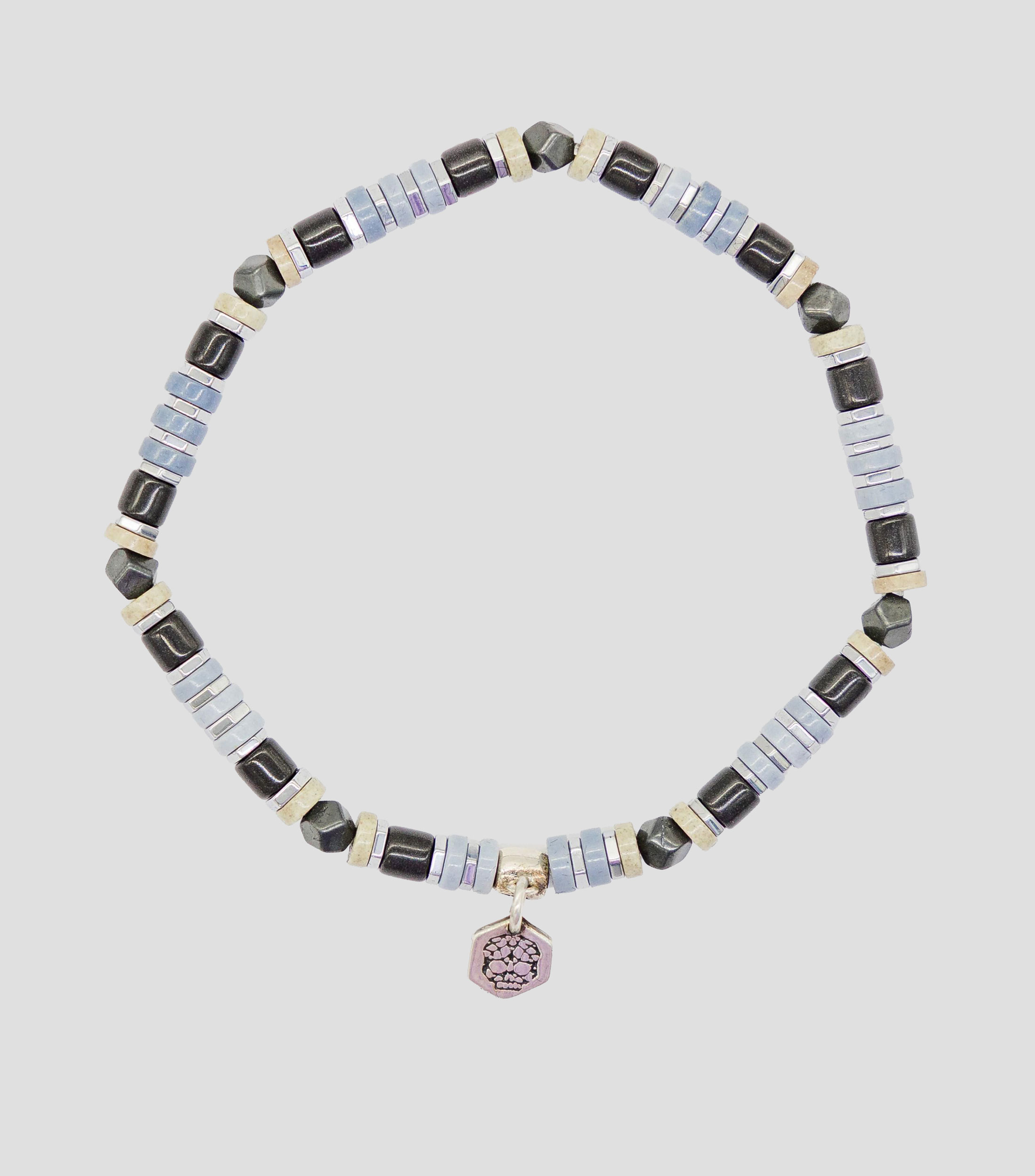 Pulsera en plata 925 multicolor con cuentas geométricas Hombre