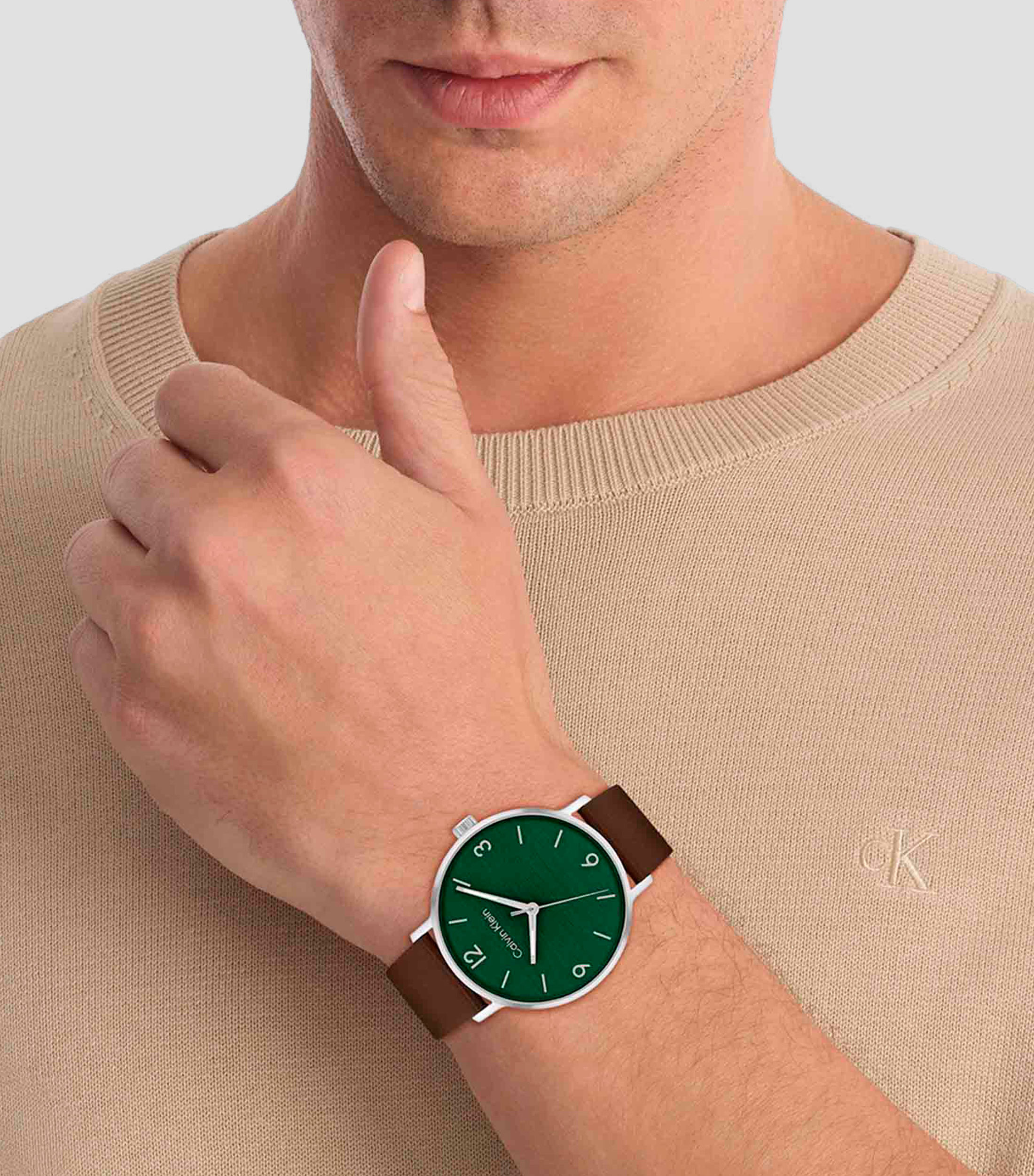 Reloj para Hombre Modern Casual Verde, Plateado
