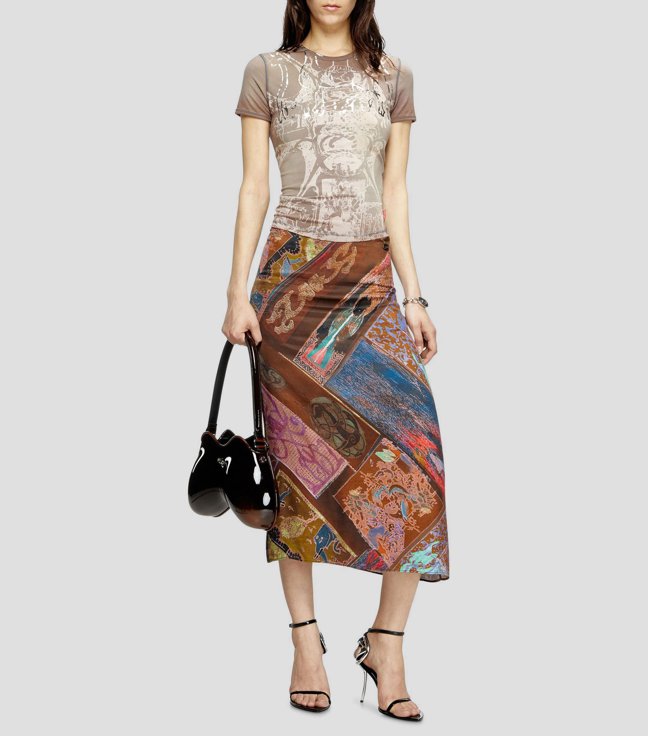 Playera cuello redondo manga corta estampada Mujer