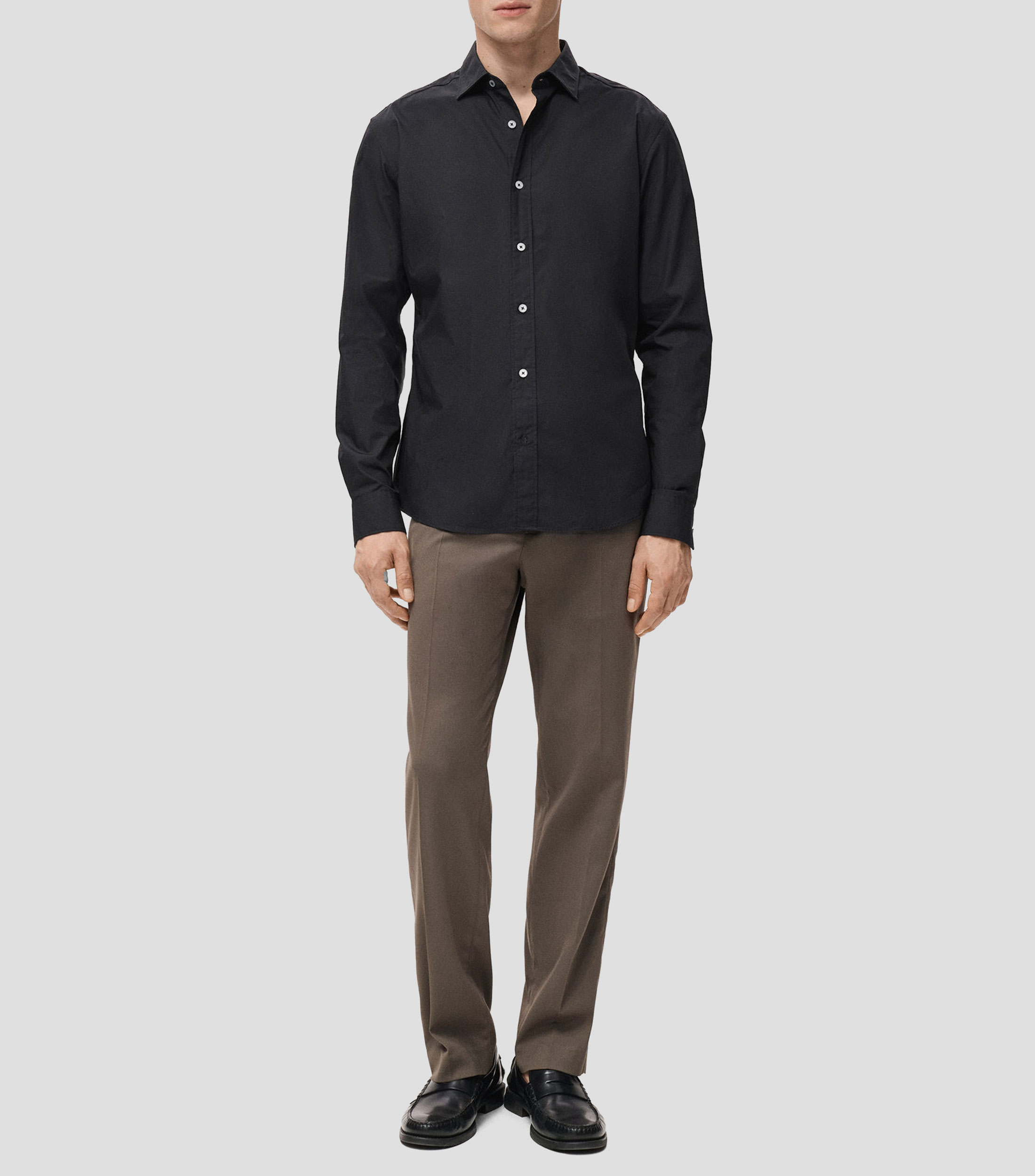 Camisa lisa manga larga Hombre