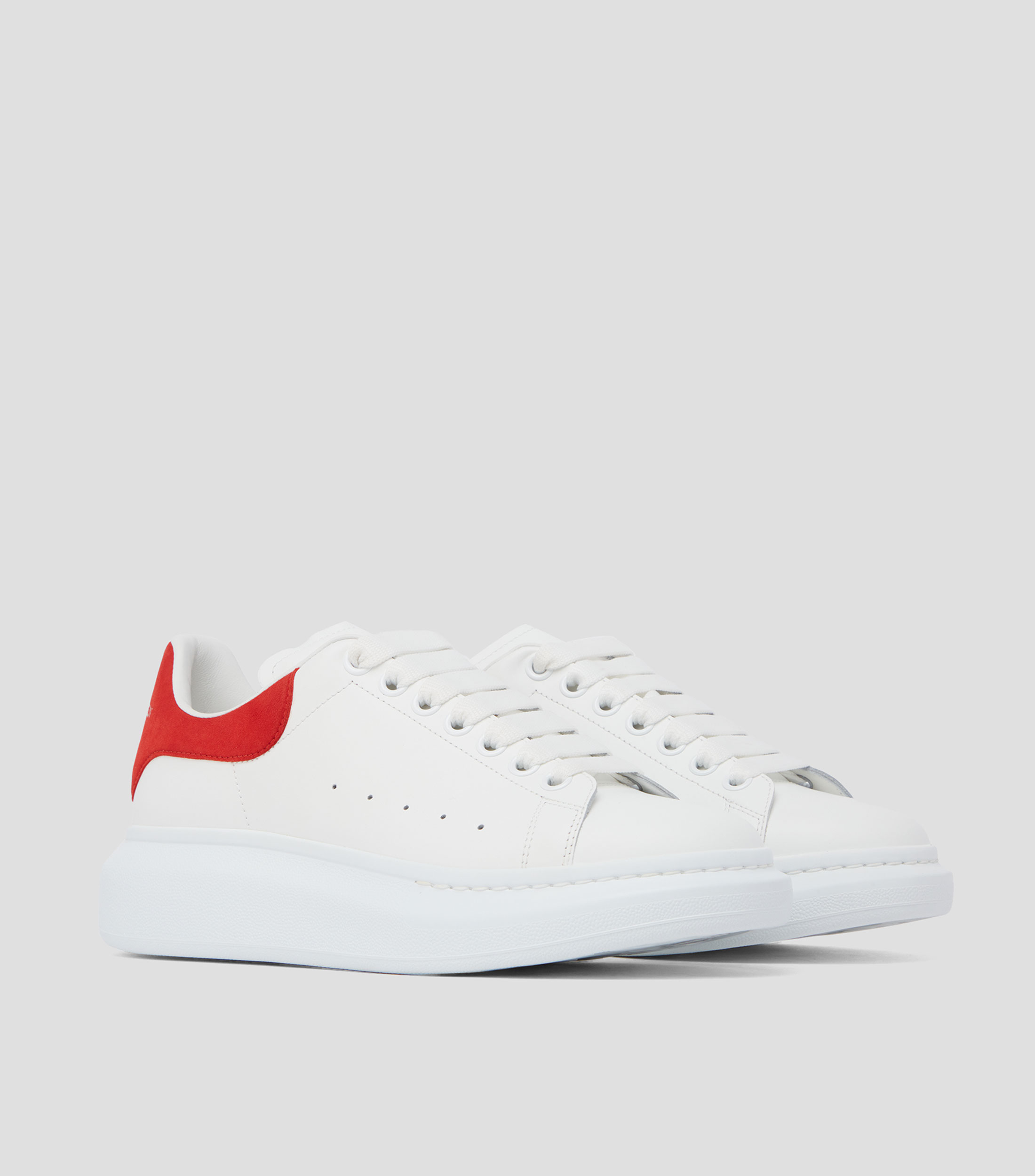 Tenis casuales con plataforma Oversized Lust Red en piel, blancos Hombre