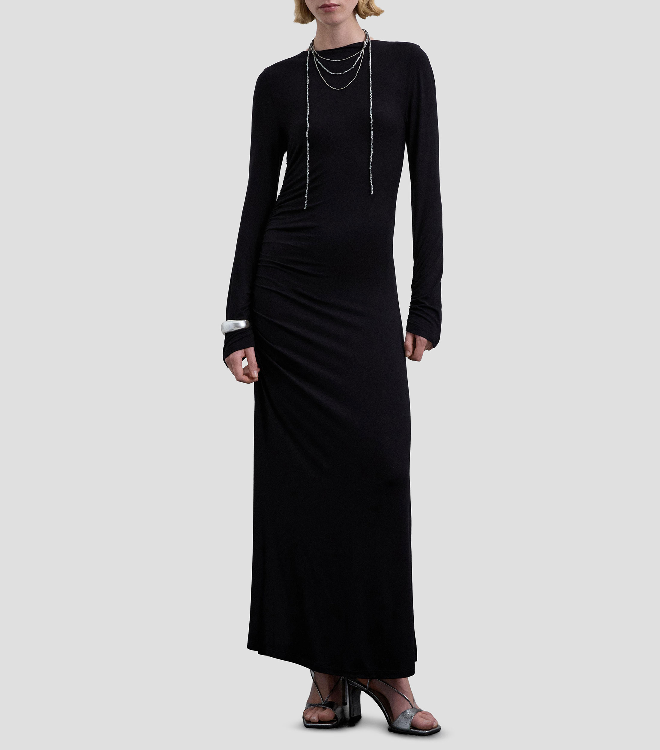 Vestido largo manga larga liso Mujer