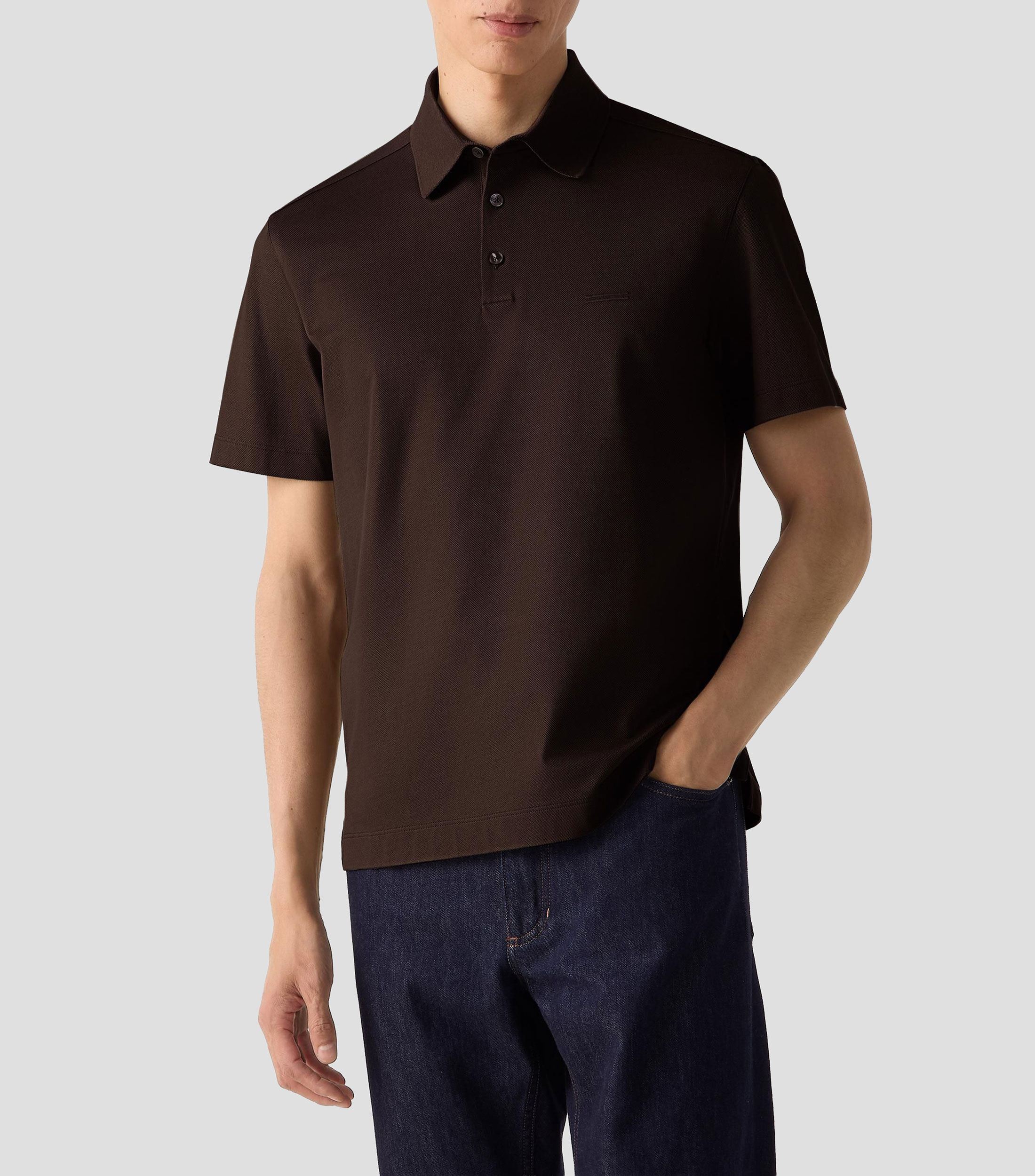 Playera tipo polo con manga corta lisa Hombre
