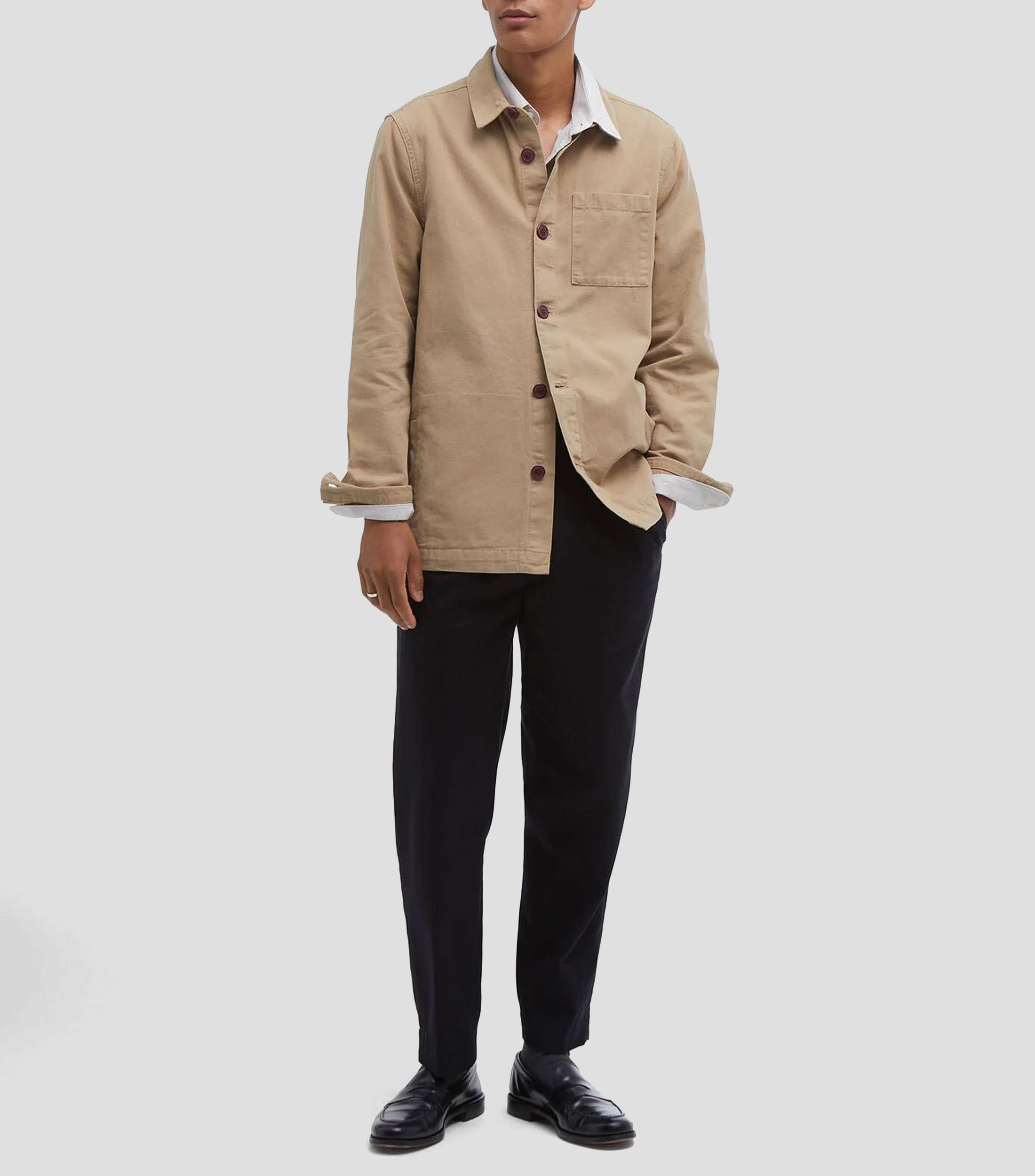 Sobrecamisa lisa manga larga Hombre