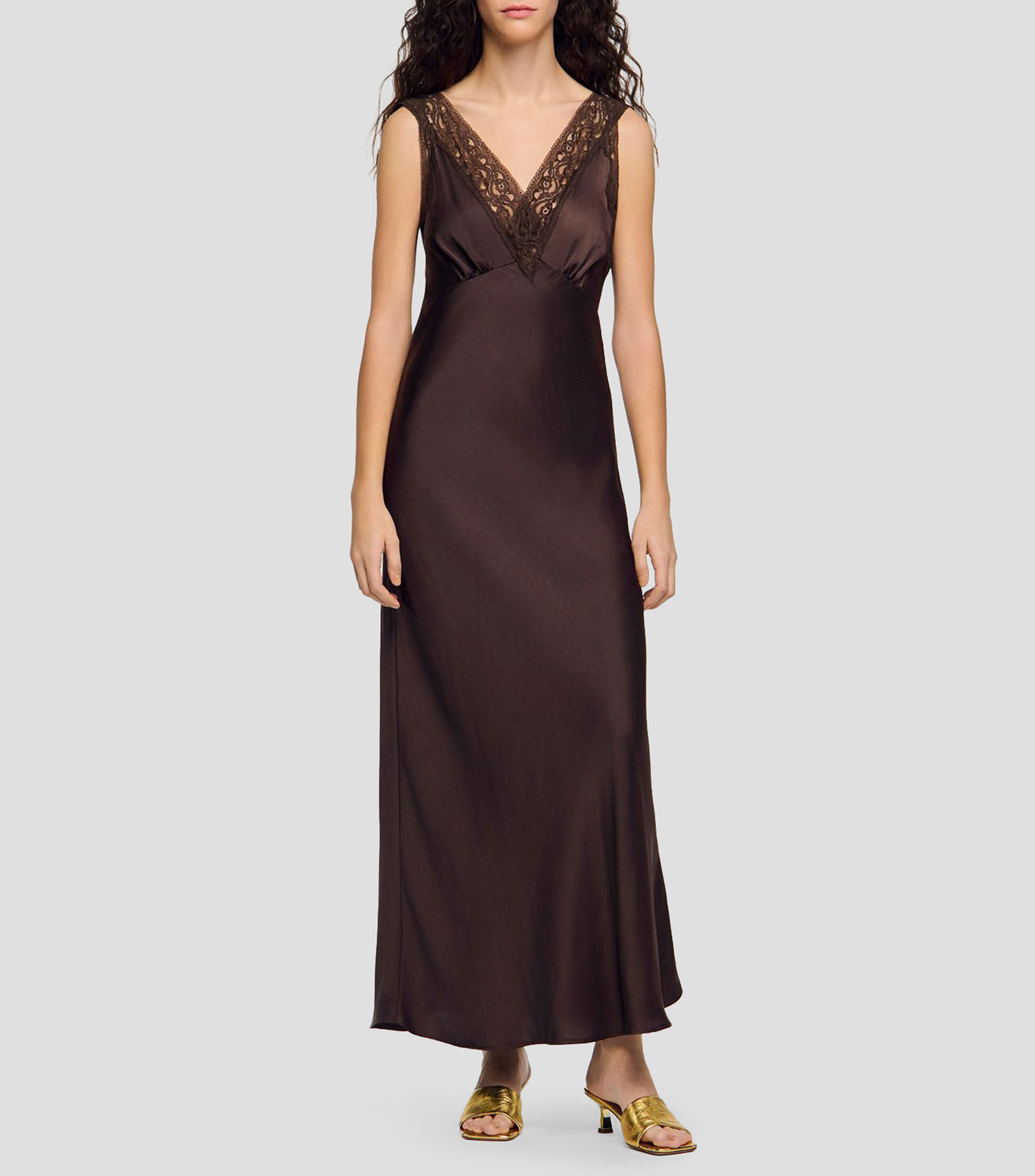 Vestido largo liso Mujer