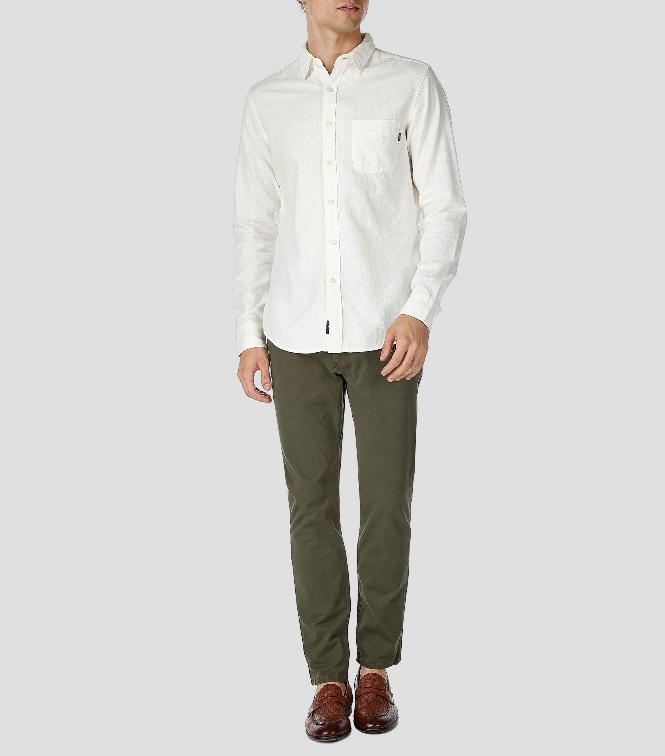 Camisa de lino con manga larga Hombre