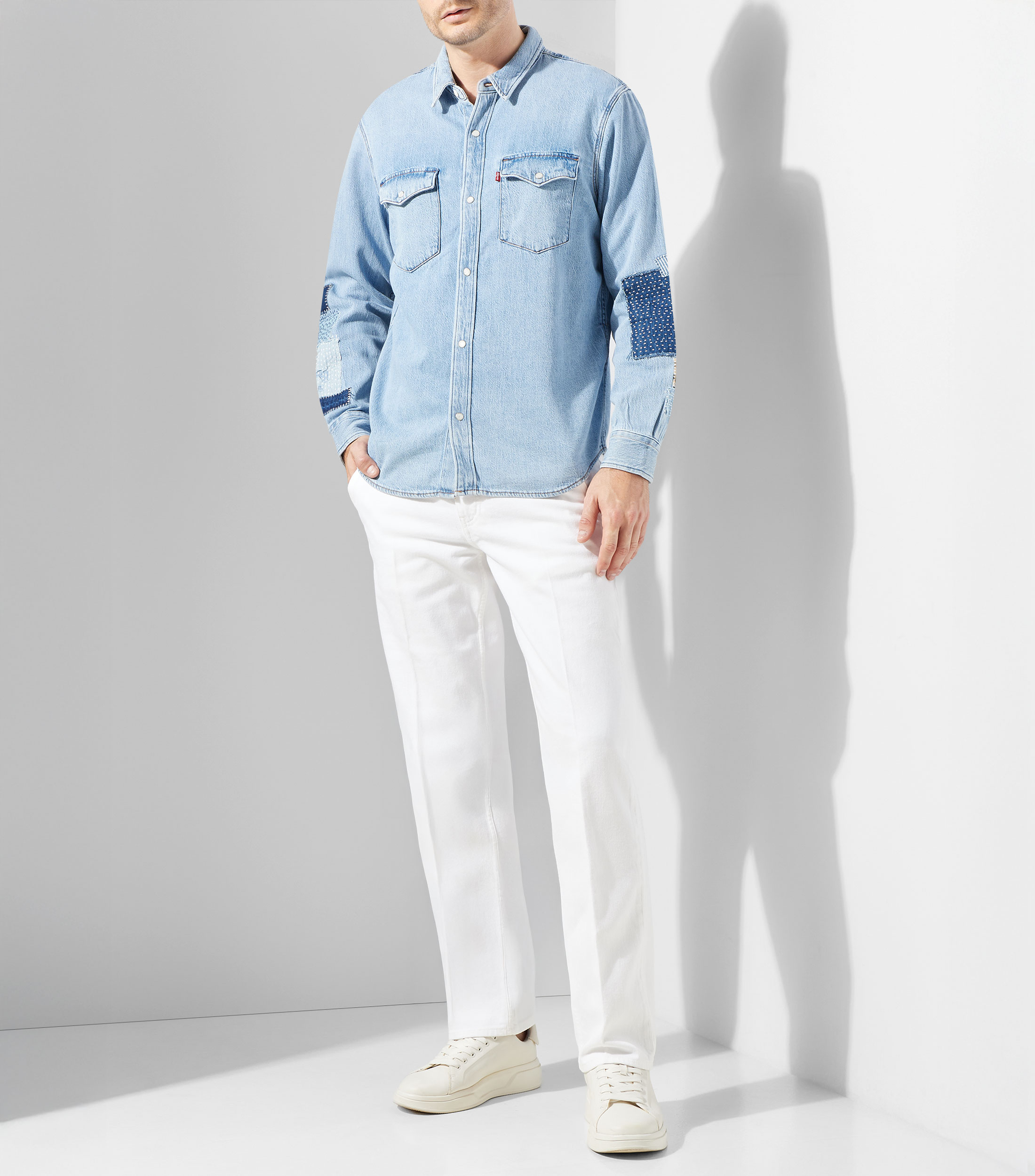 Camisa lisa manga larga Hombre