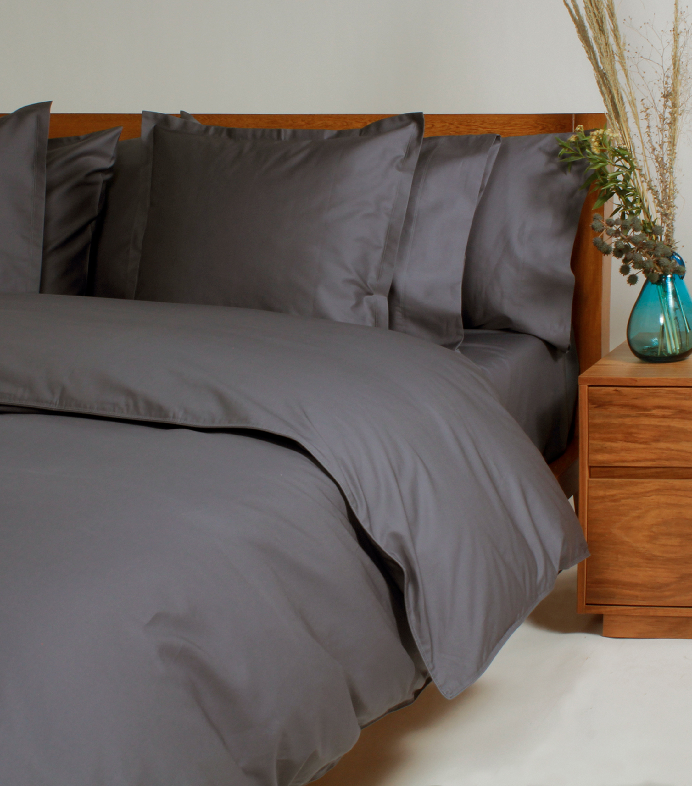 Juego de Funda para Duvet King Size Gris Oxford