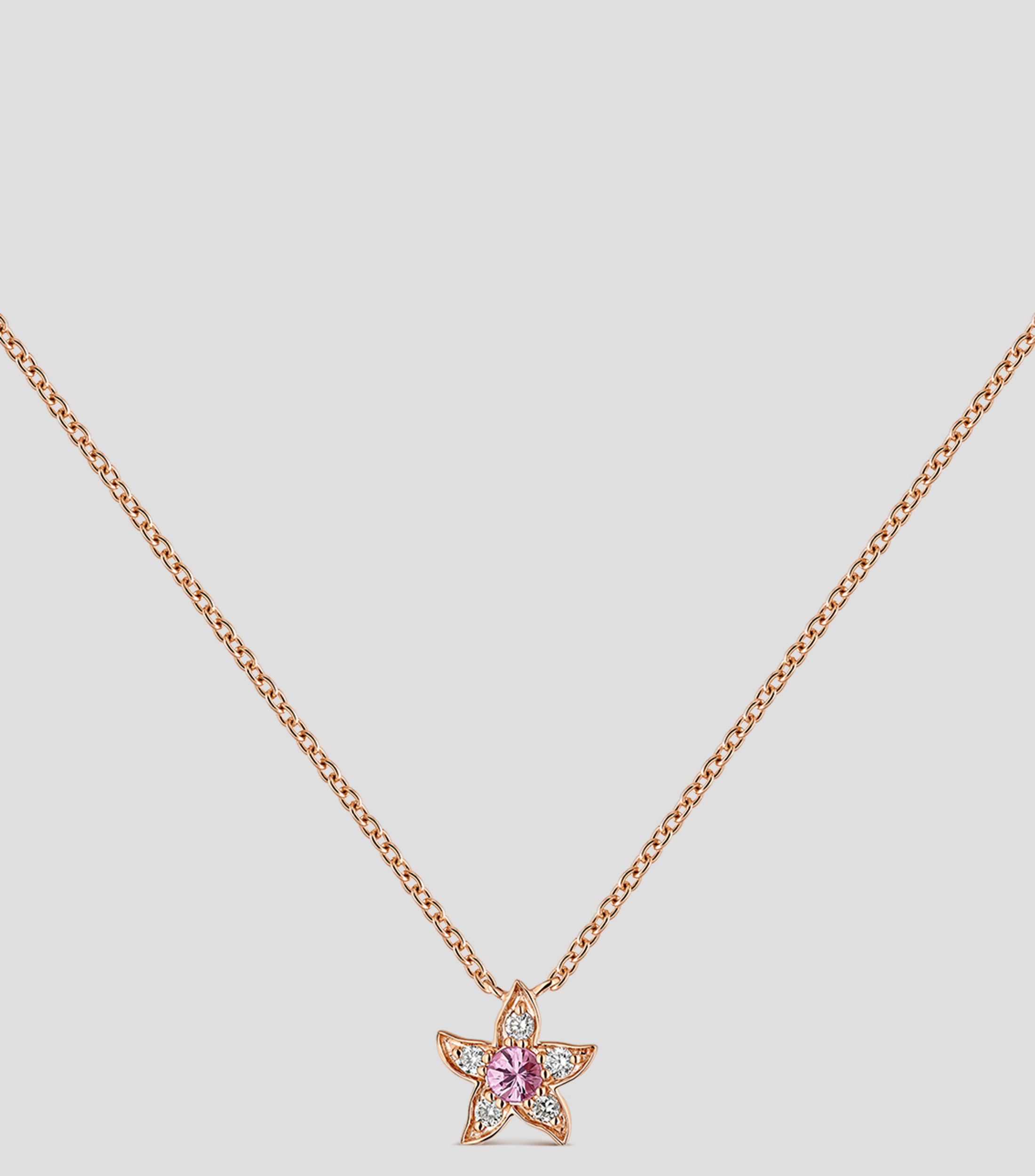 Collar Estrella en Oro 18 kilates con Diamantes y Zafiros Rosas Mujer