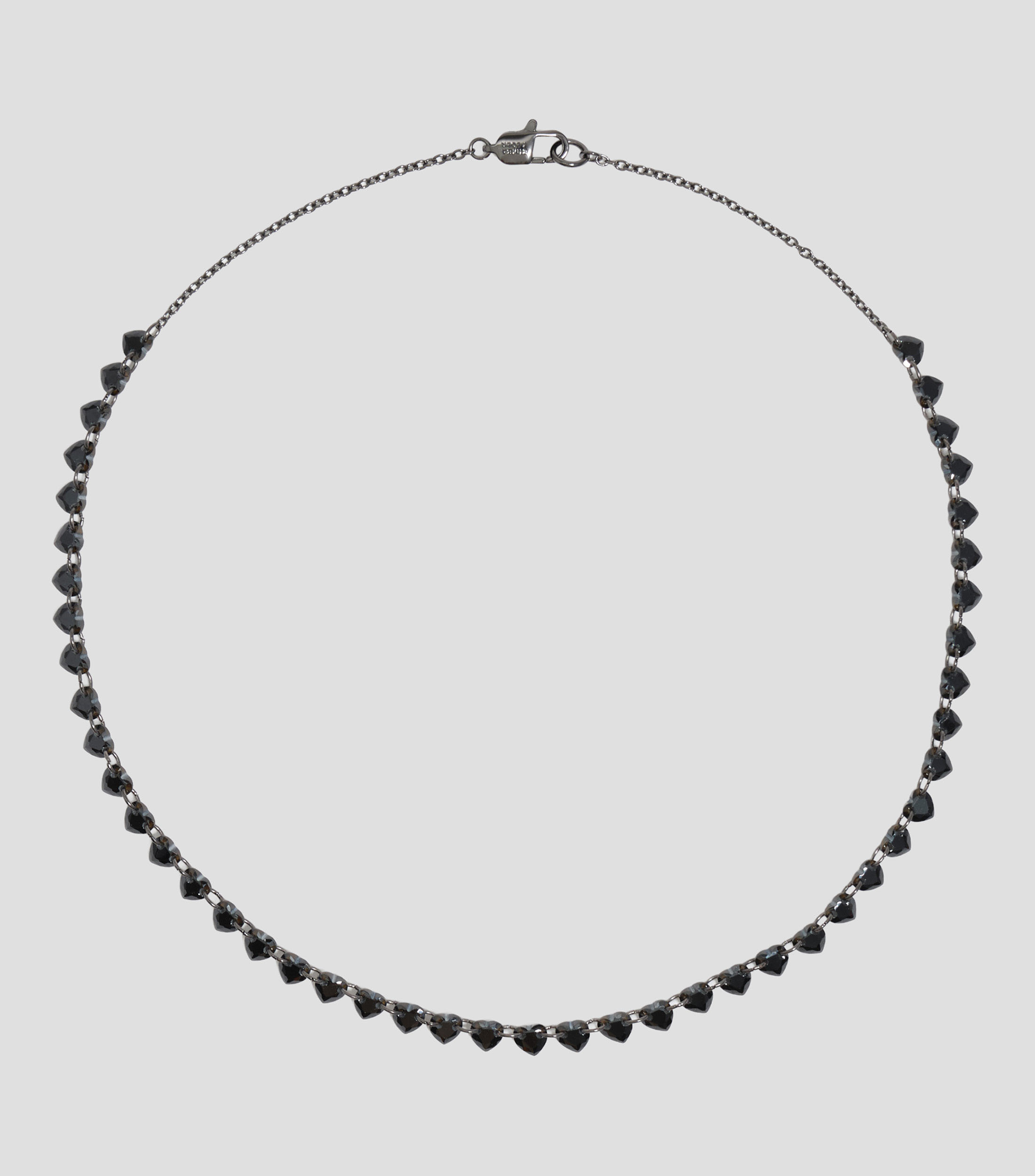 Collar corazones cristales negro Mujer
