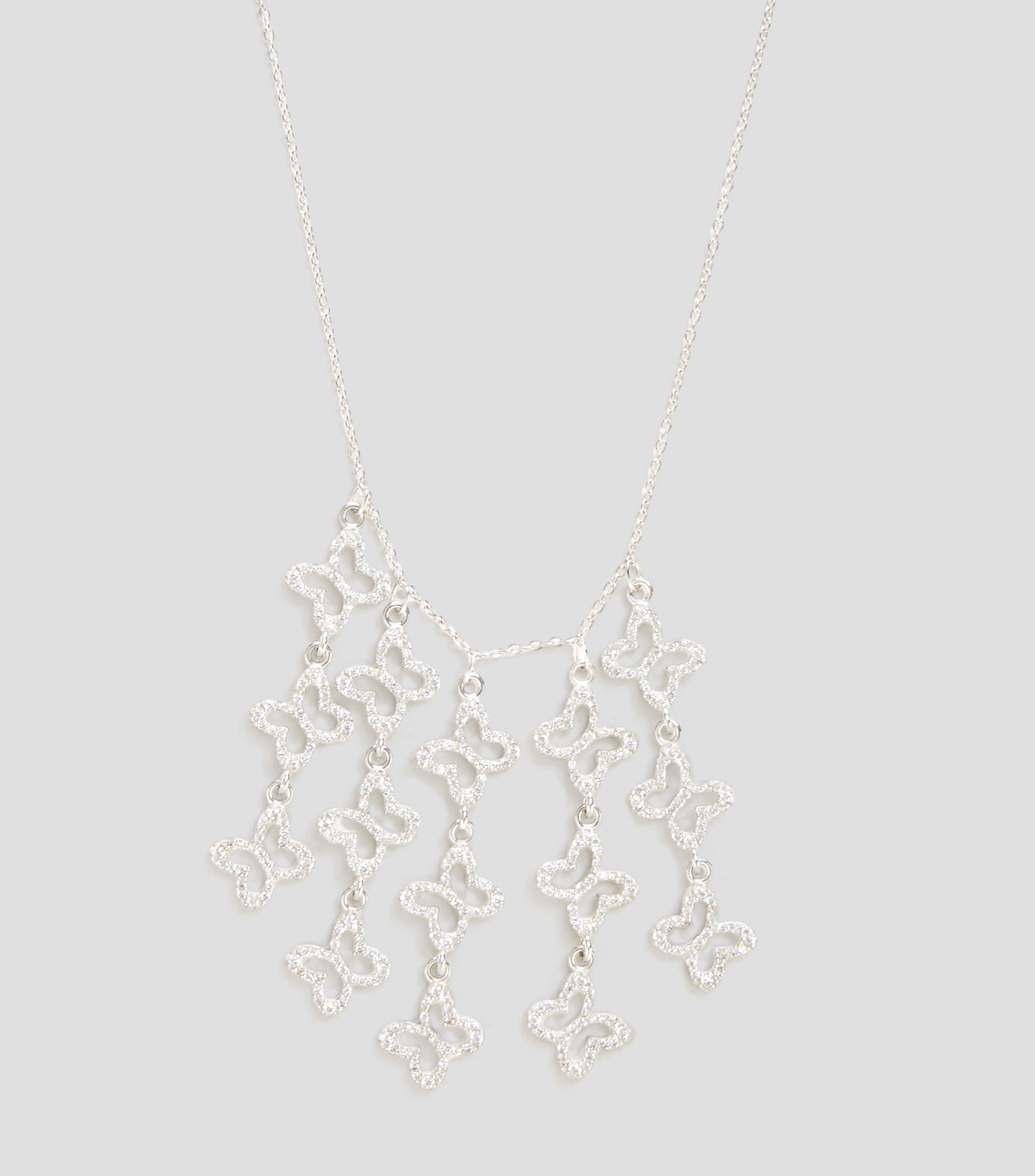 Collar eslabonado en plata .925 con mariposas y circonias Mujer