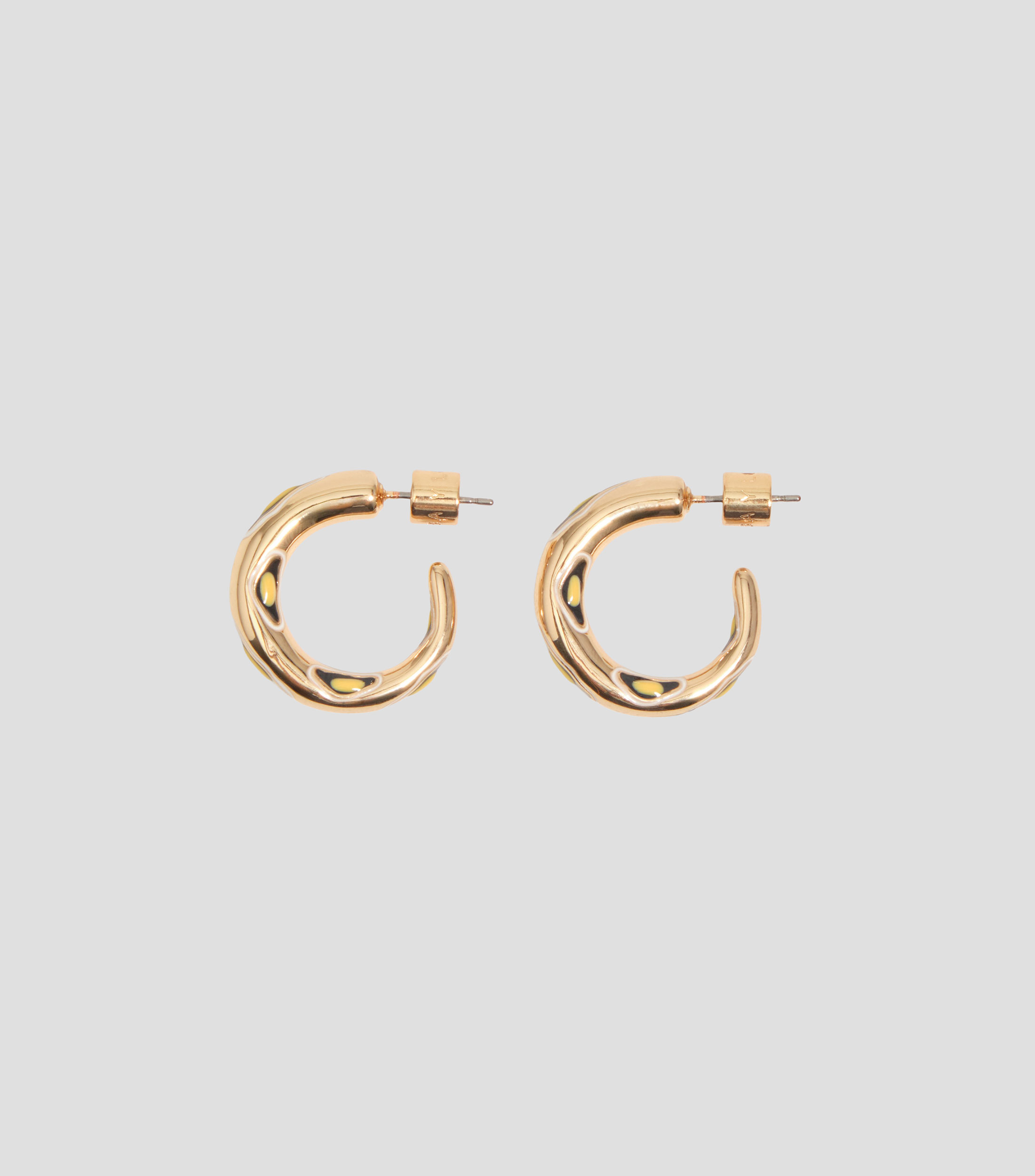 Aretes de aro esmalte dorado Mujer