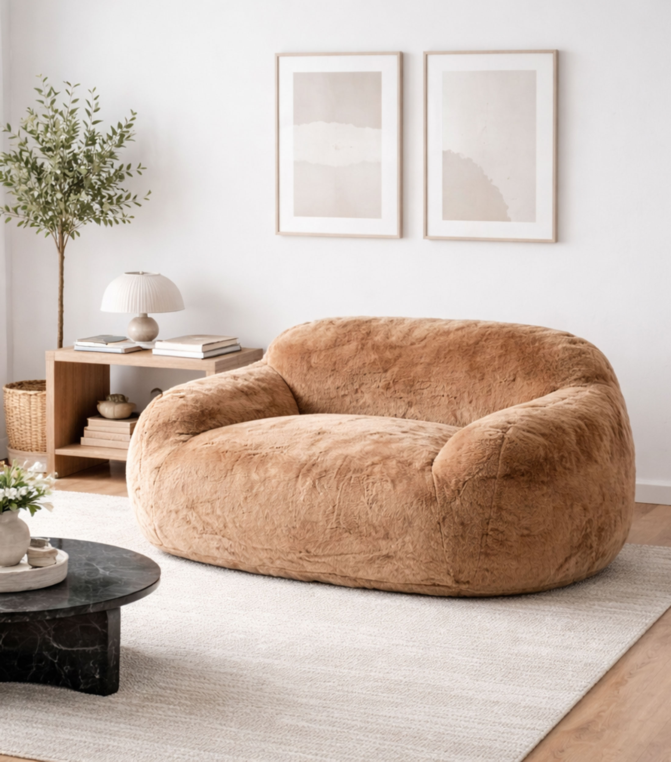 Love Seat Snug en tela taupe