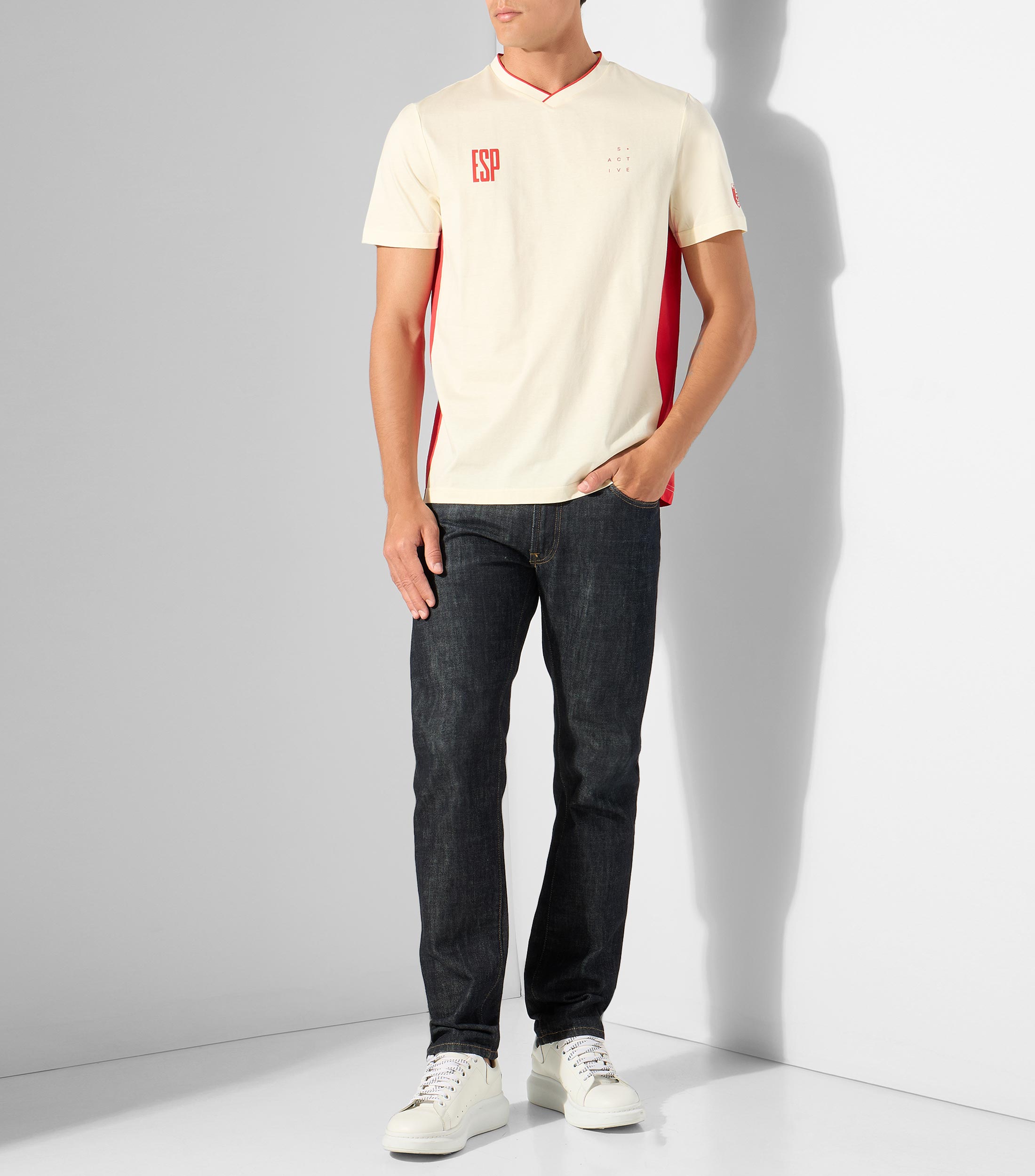 Playera cuello V manga corta lisa España Hombre