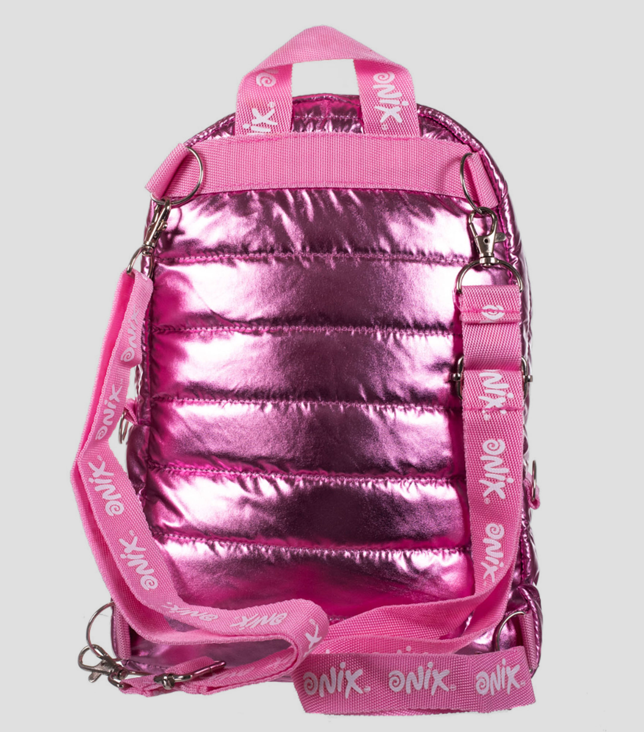 Bolso backpack plateado Space Holo Rainbow capitonado Niña
