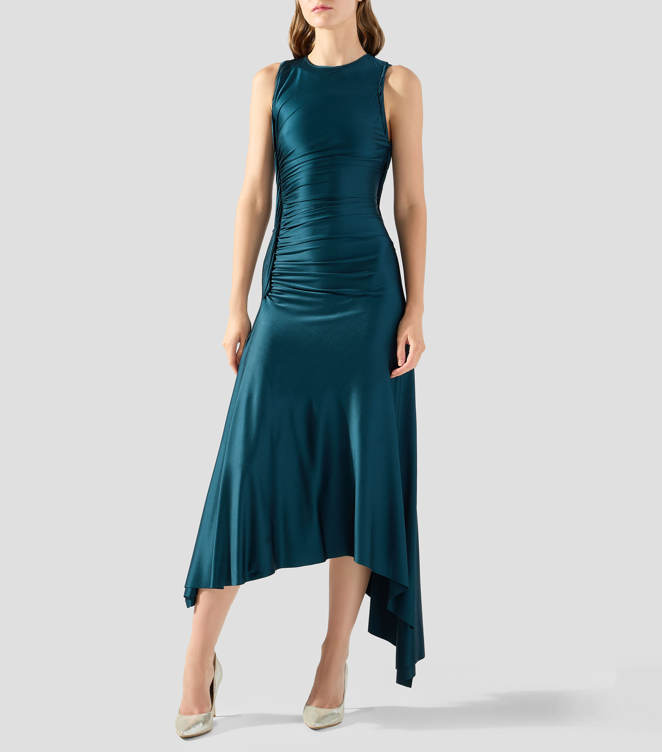 Vestido midi liso Mujer