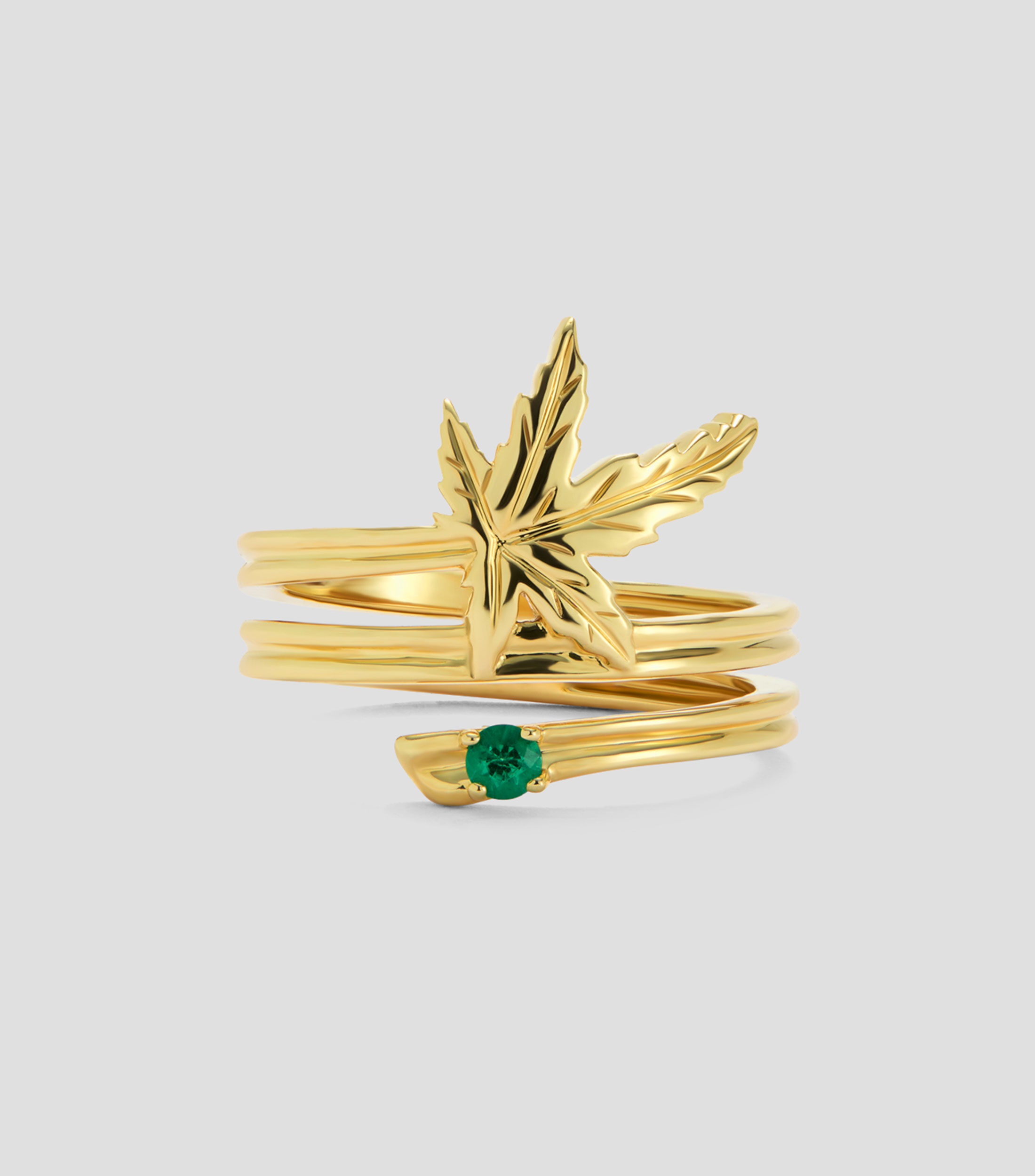 Anillo en Oro amarillo de 18 Kilates con esmeralda Mujer