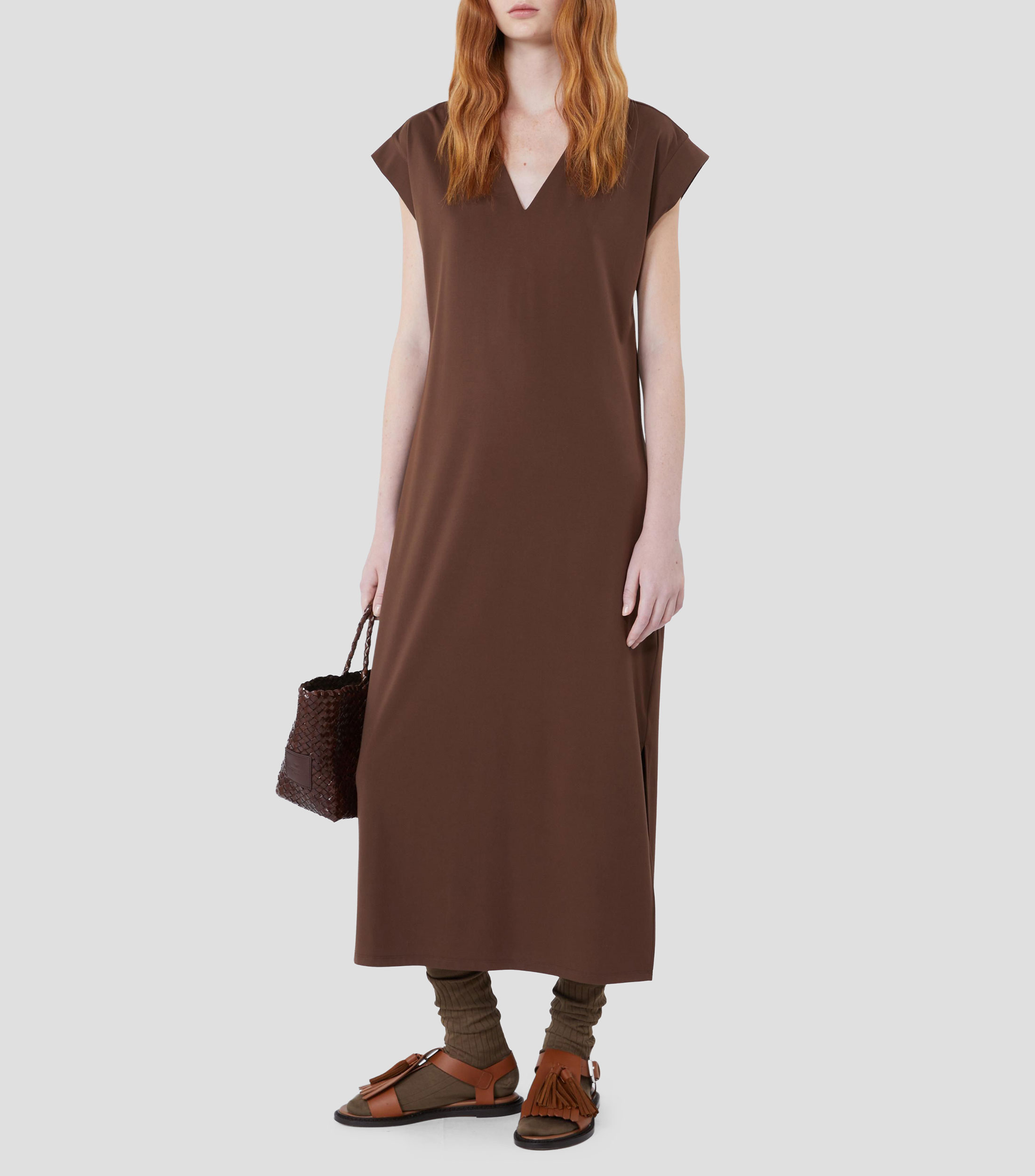 Vestido largo liso Mujer