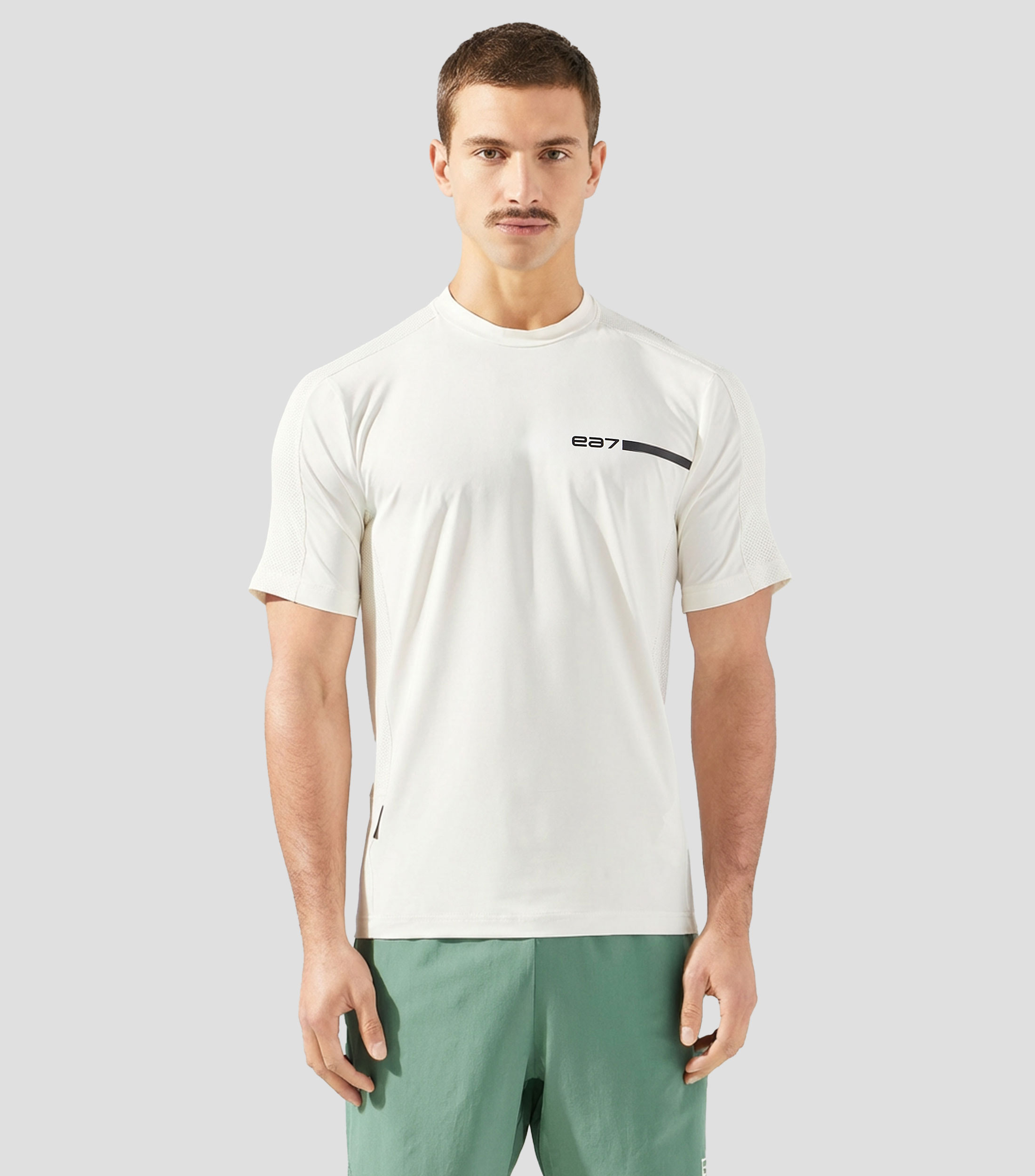 Playera cuello redondo manga corta con estampado Hombre