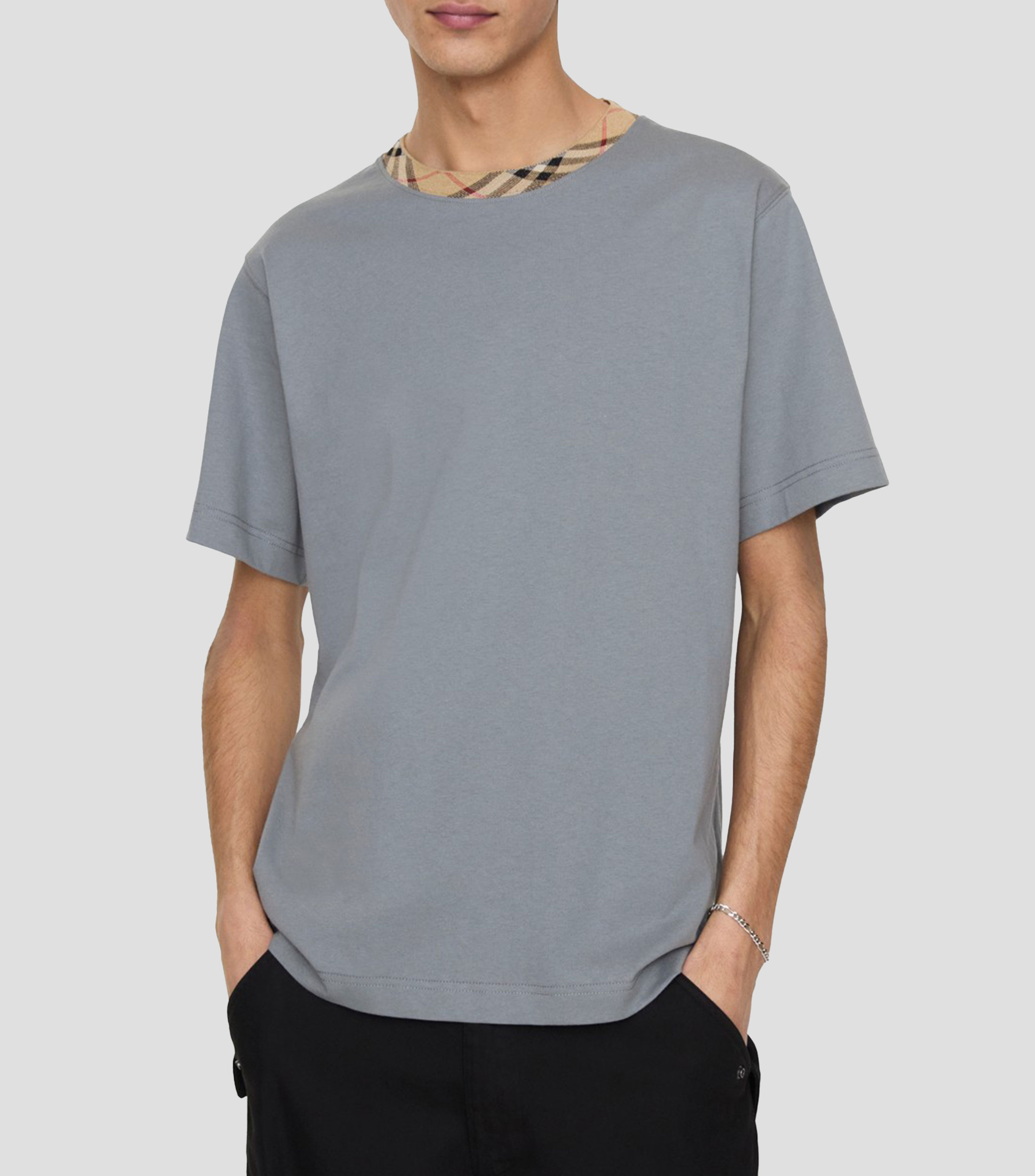 Playera cuello redondo manga corta jaspeada Hombre