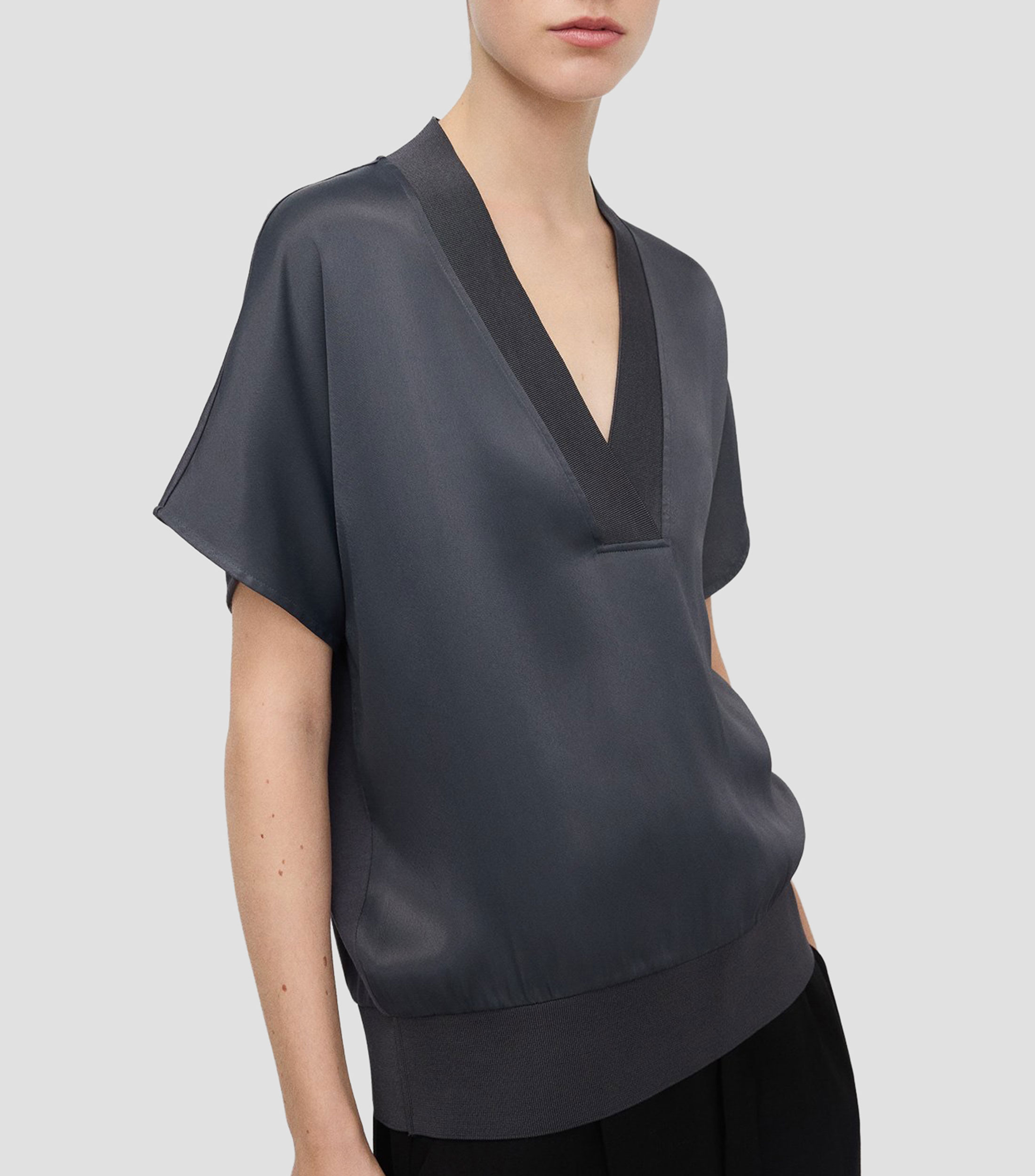 Blusa lisa de manga corta Mujer