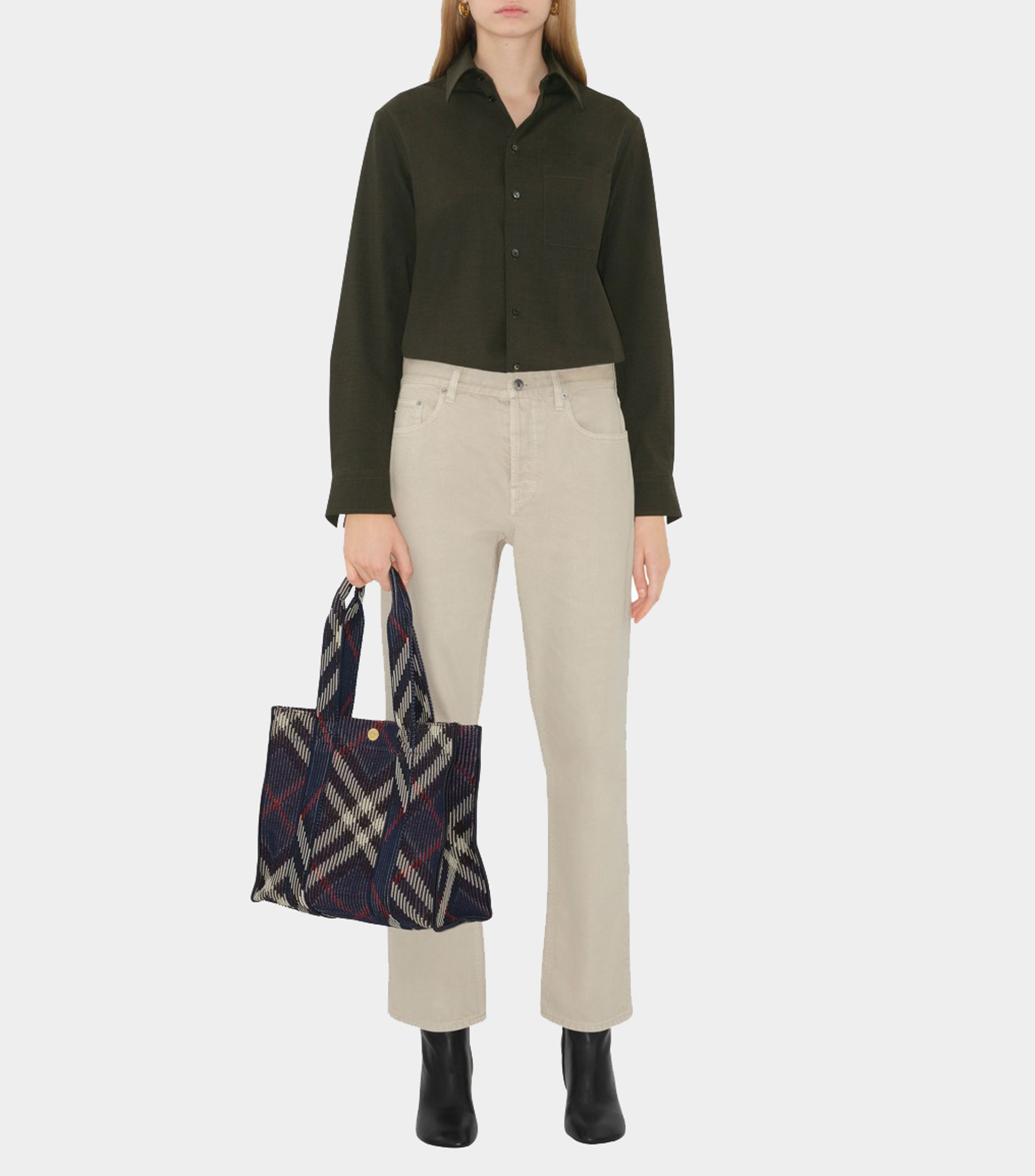 Bolso tote pequeno en punto Check Mujer