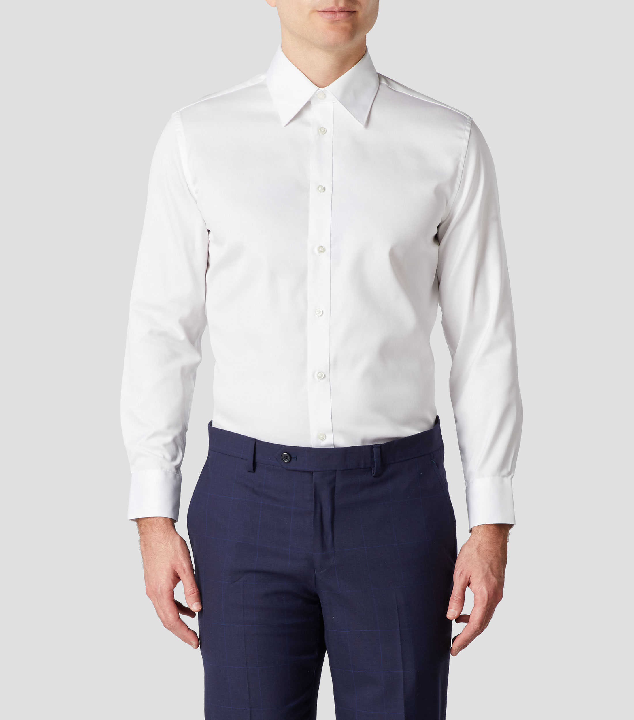 Camisa de vestir sólida con manga larga Hombre