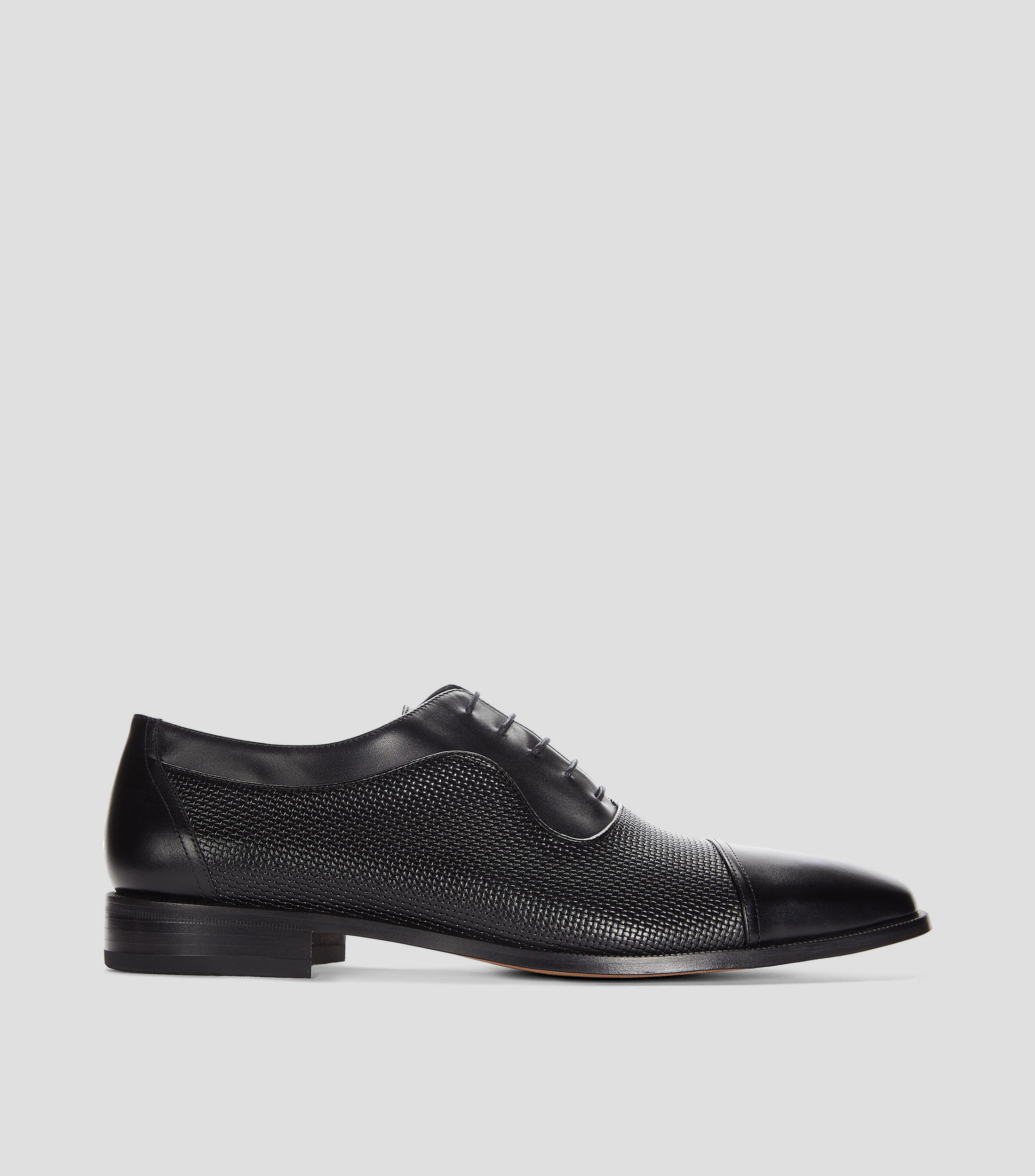 Zapatos de Vestir Oxford en piel con tacon bajo ancho texturizado Hombre