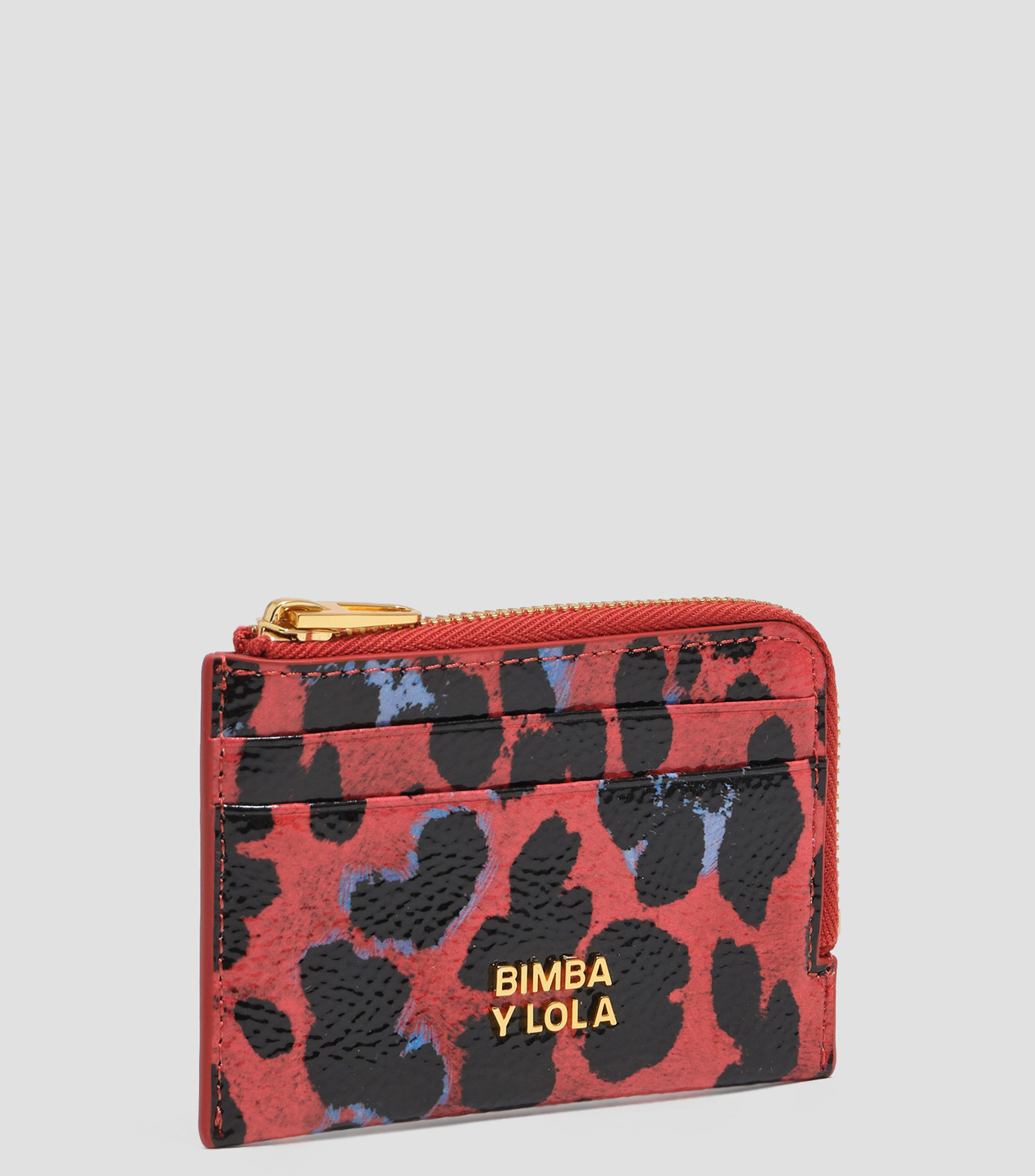 Monedero textura brillo print Leopard rojo amapola Mujer