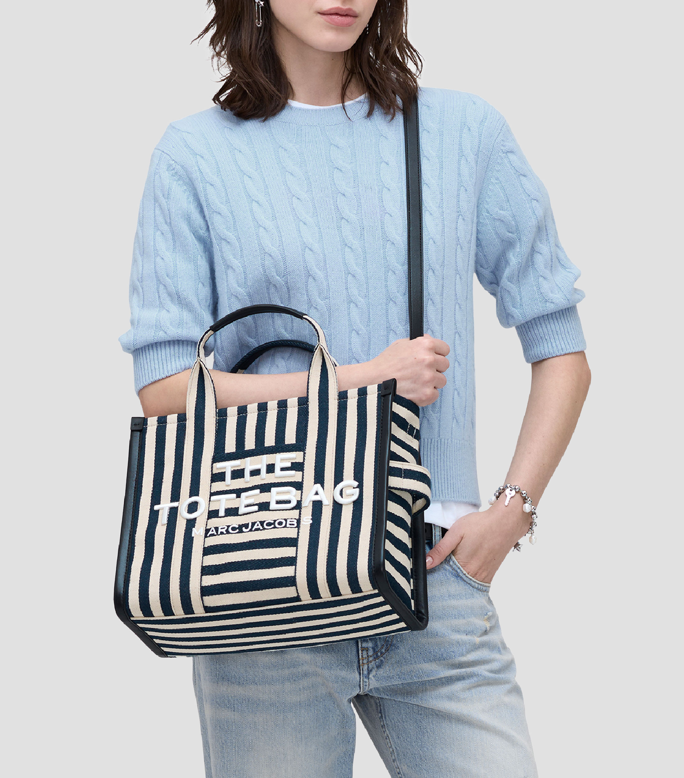 Bolsa tote multicolor Stripe Canvas Medium con rayas Mujer
