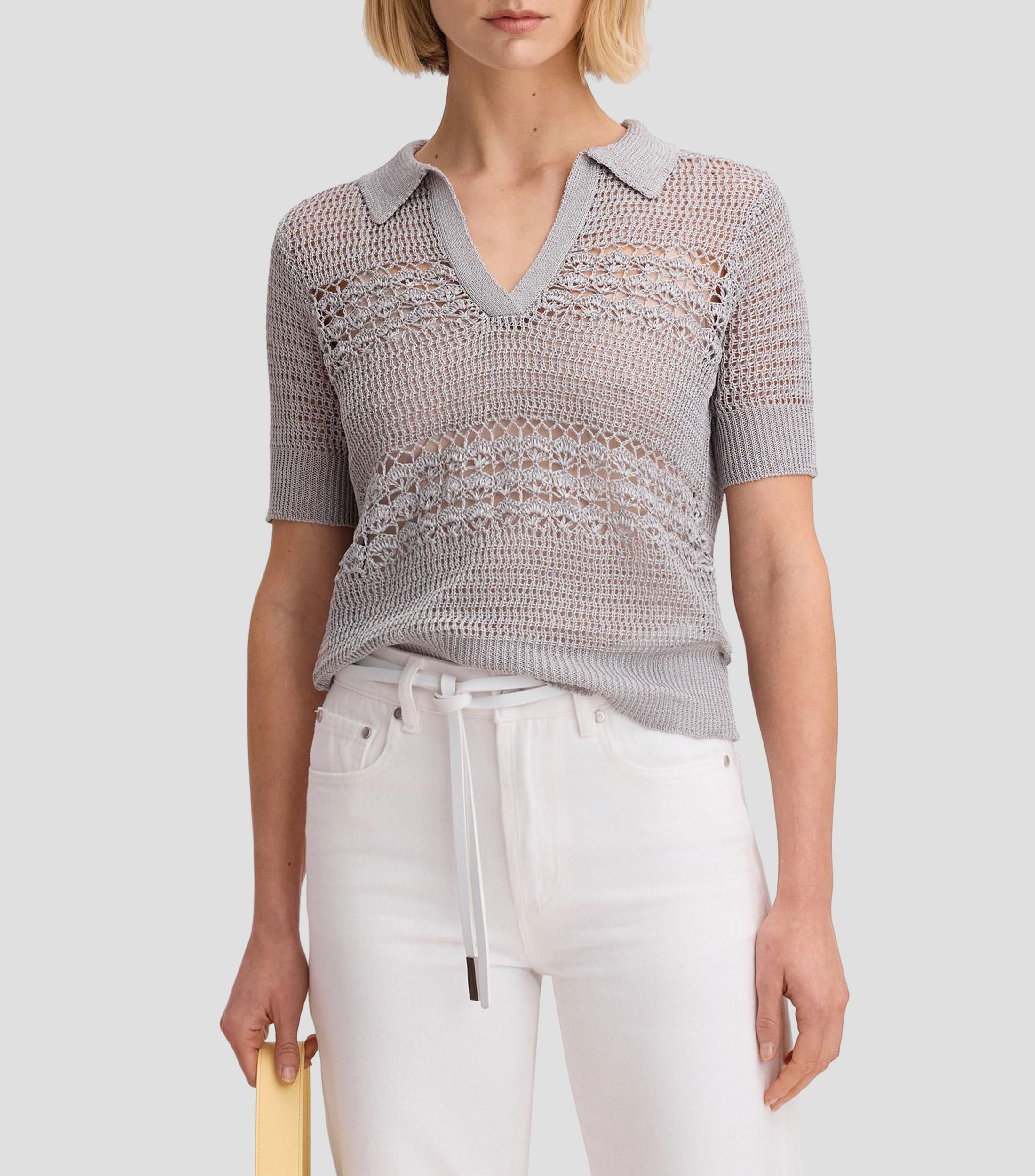 Playera polo manga corta lisa Mujer