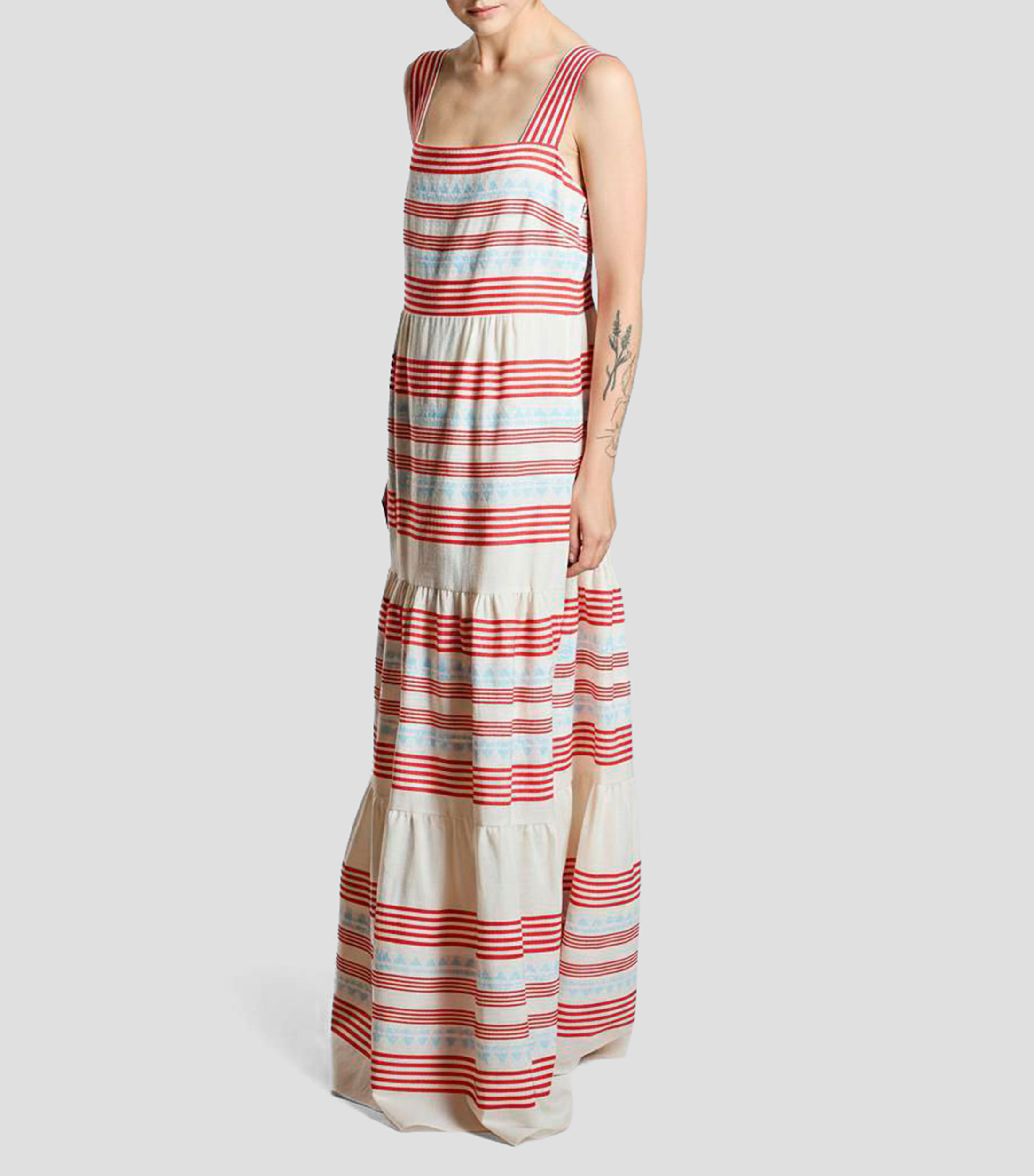 Vestido largo con rayas Mujer