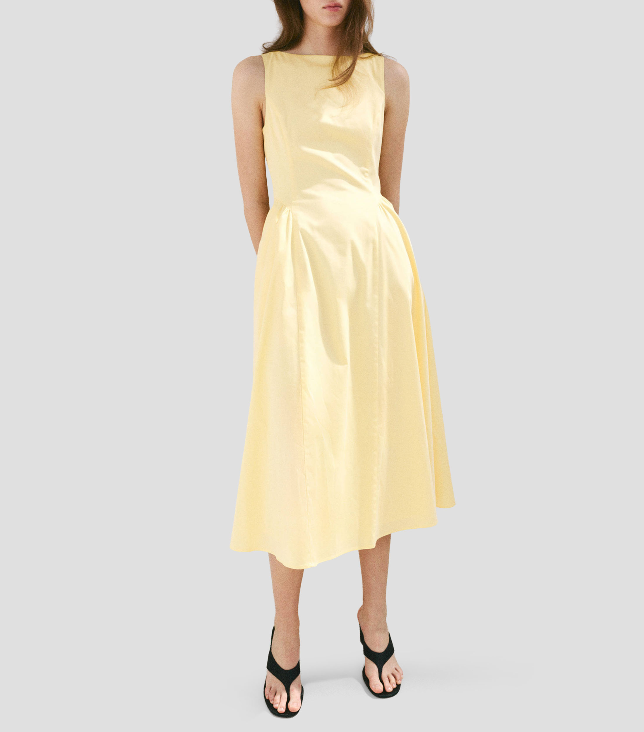 Vestido midi liso Mujer