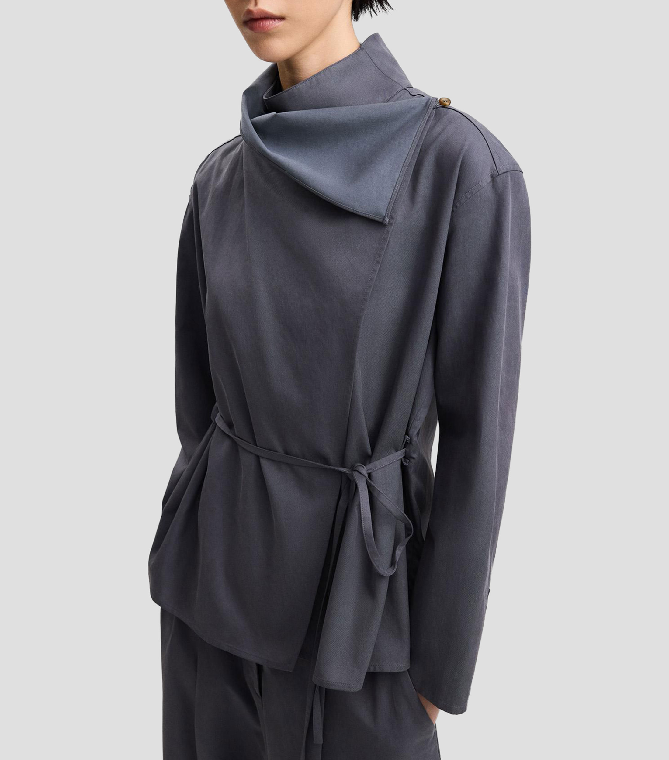 Camisa lisa manga larga Mujer