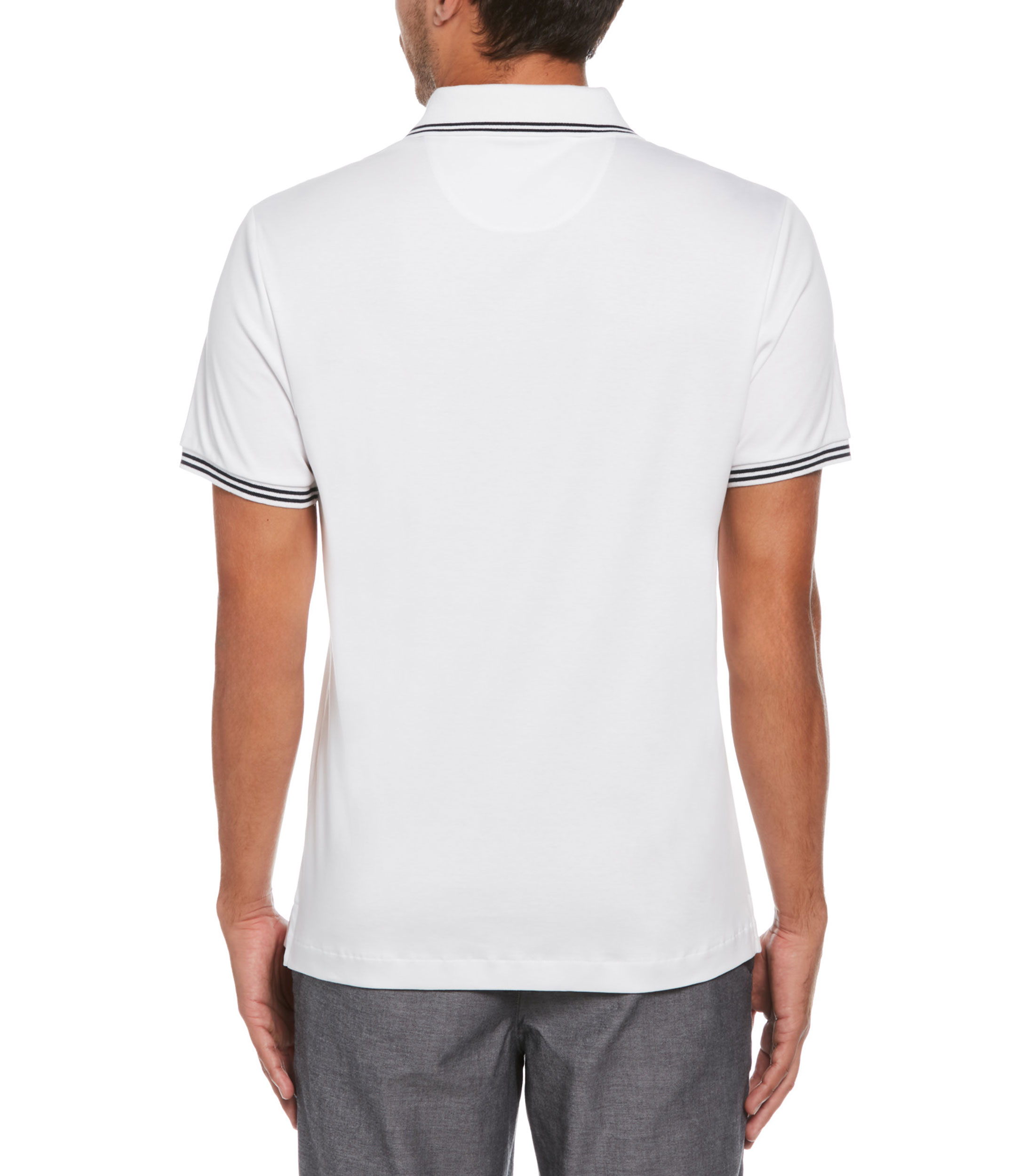 Playera tipo Polo manga corta con líneas y logo Hombre