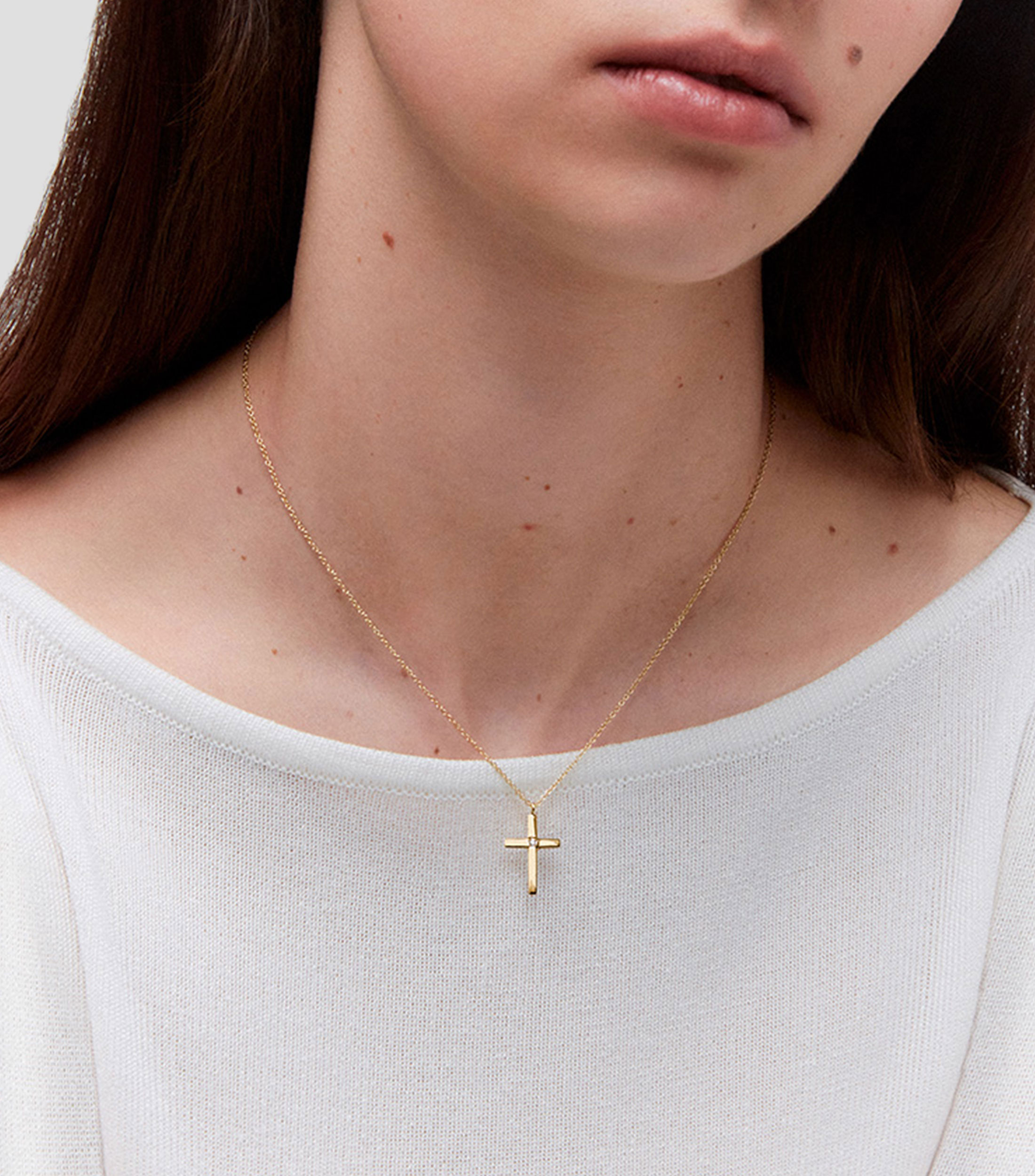 Collar Cruz en oro 18 Kilates Mujer