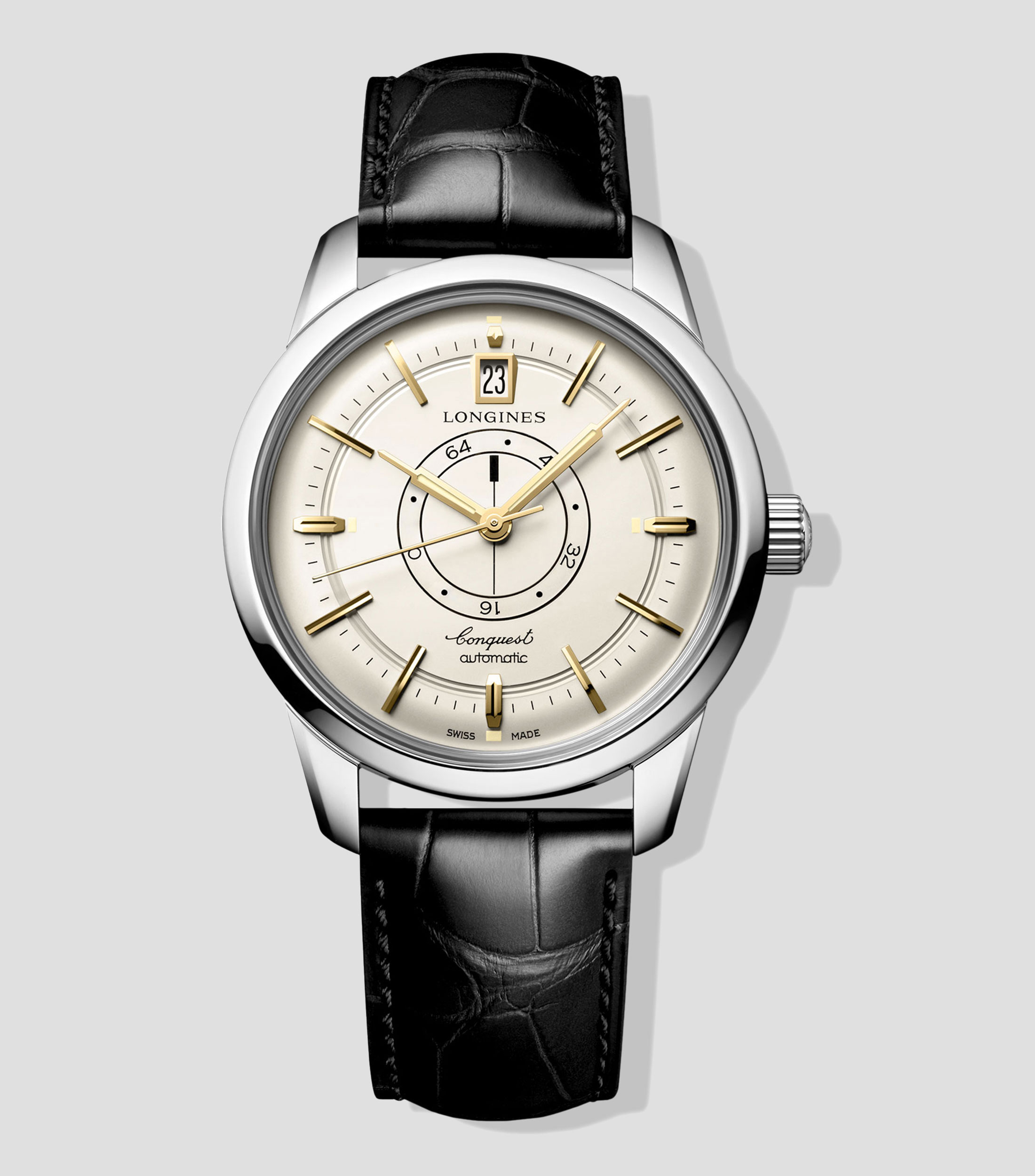 Reloj para hombre Conquest Heritage Central Power Reserve De Vestir, Plateado