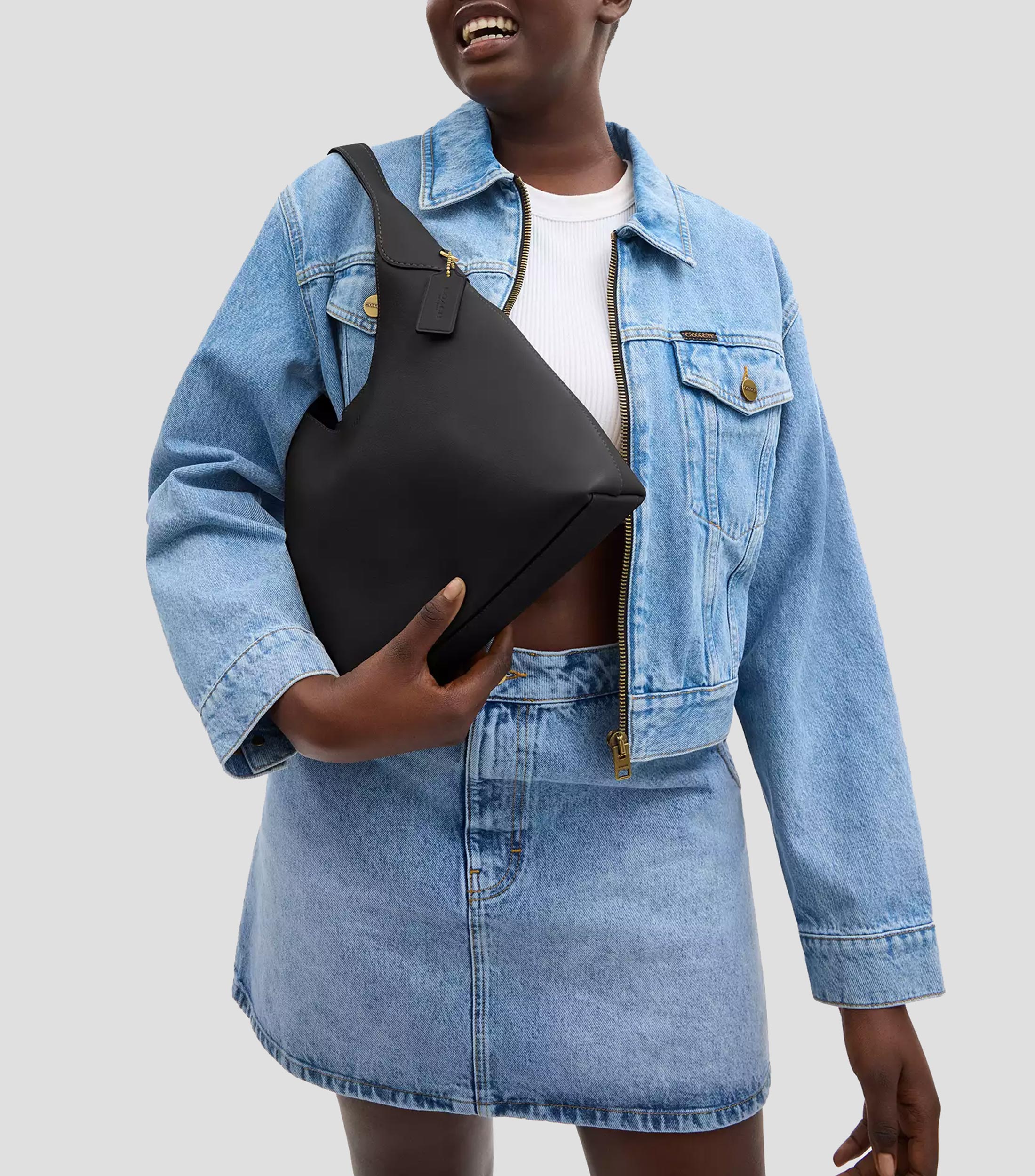 Bolso shoulder negro en piel Brooklyn 28 granulado Mujer