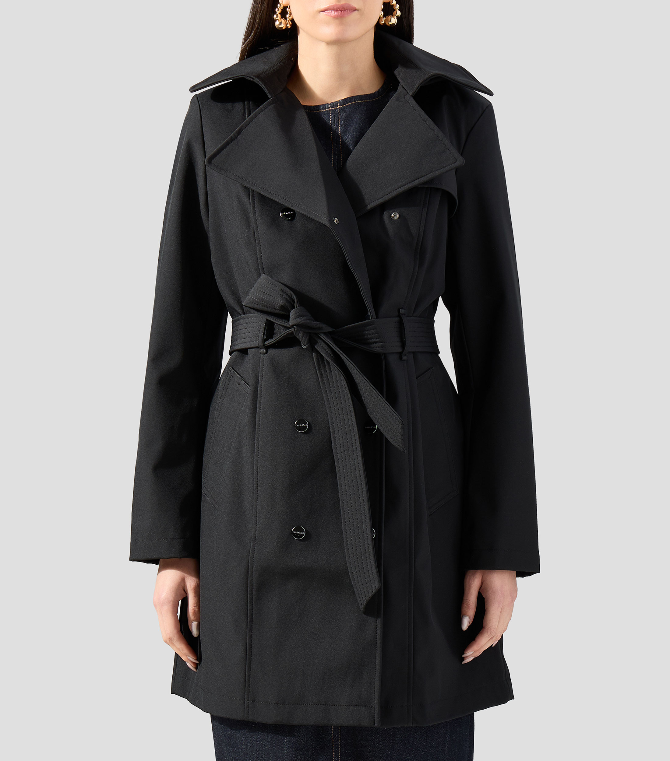 Gabardina midi con botonadura Mujer