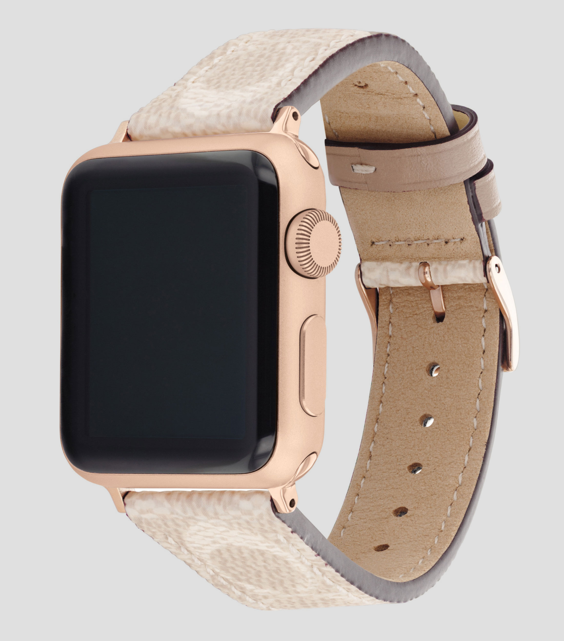 Correa para Apple Straps de Piel Beige con logotipo Mujer
