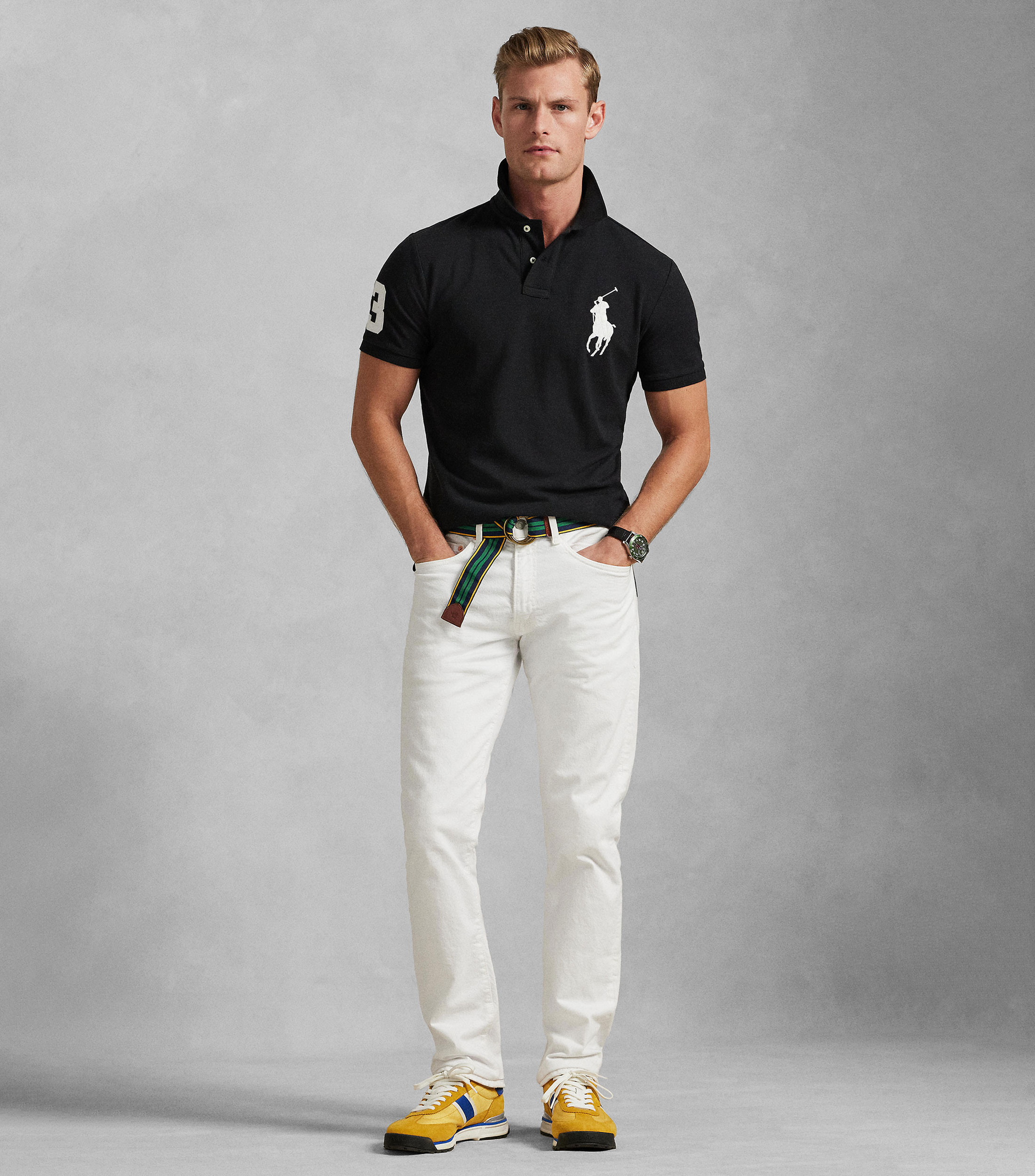 Playera tipo polo manga corta diseño sólido Hombre
